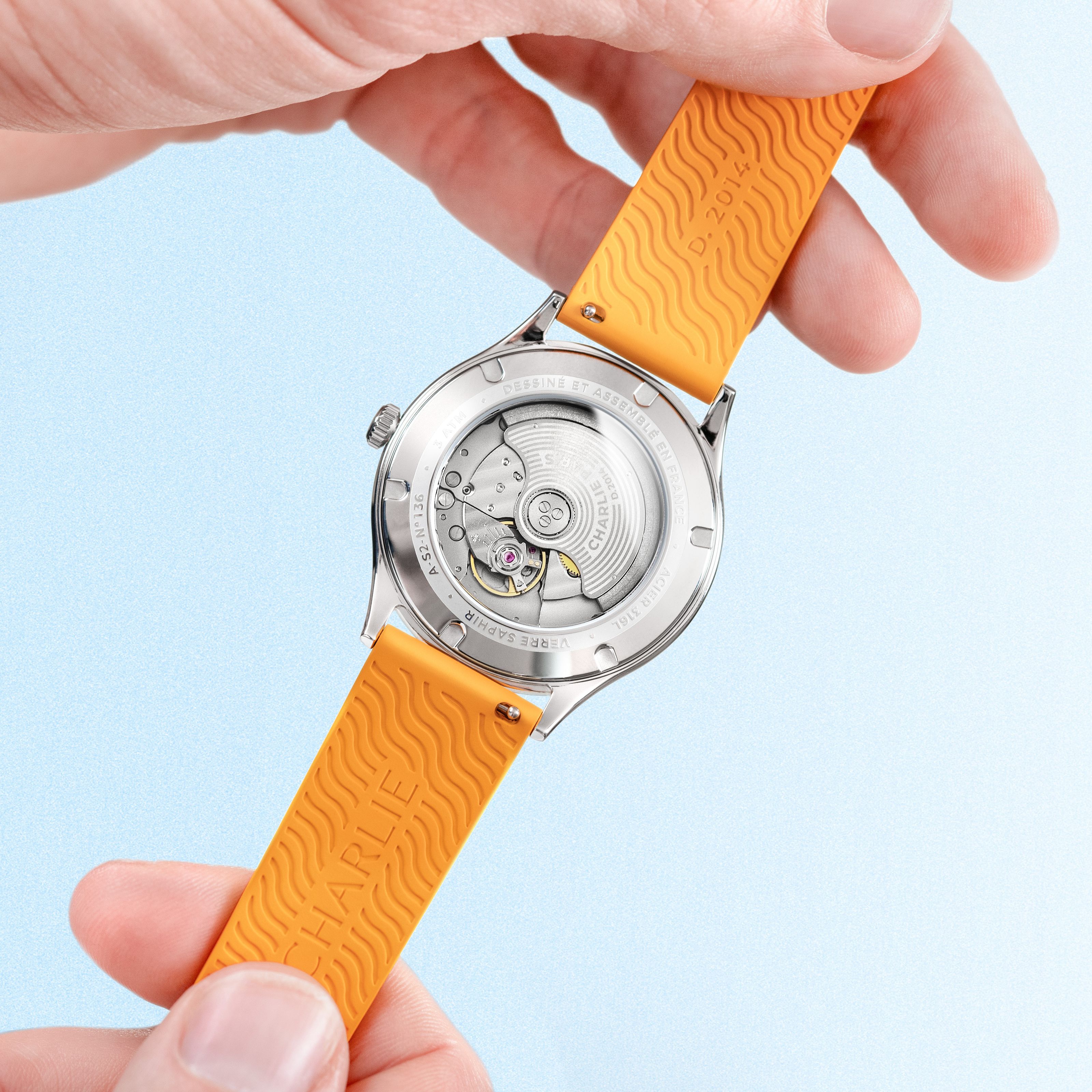 Orange rubber strap 20mm