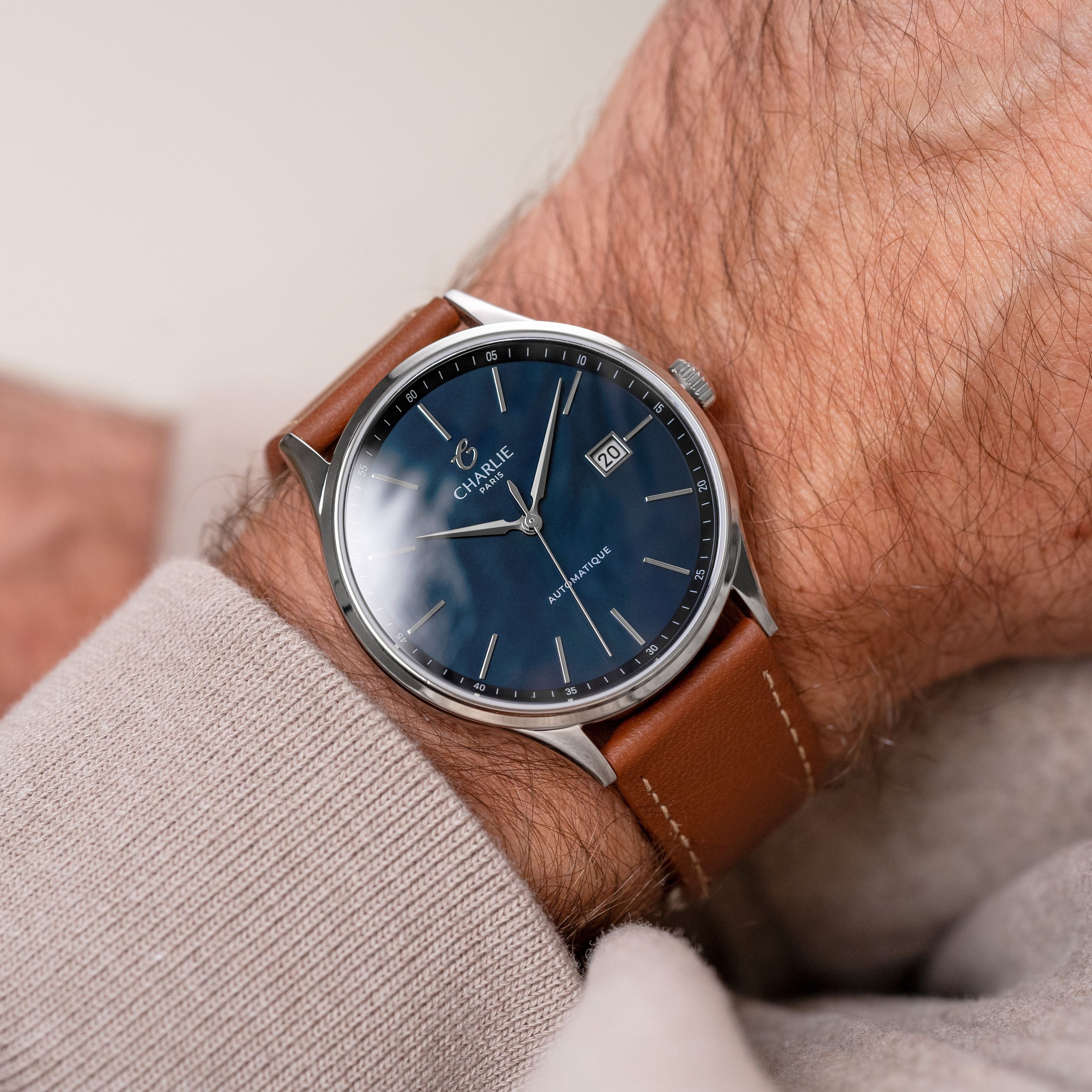 INITIAL - Automatique Slim - Bleu Montres CHARLIE
