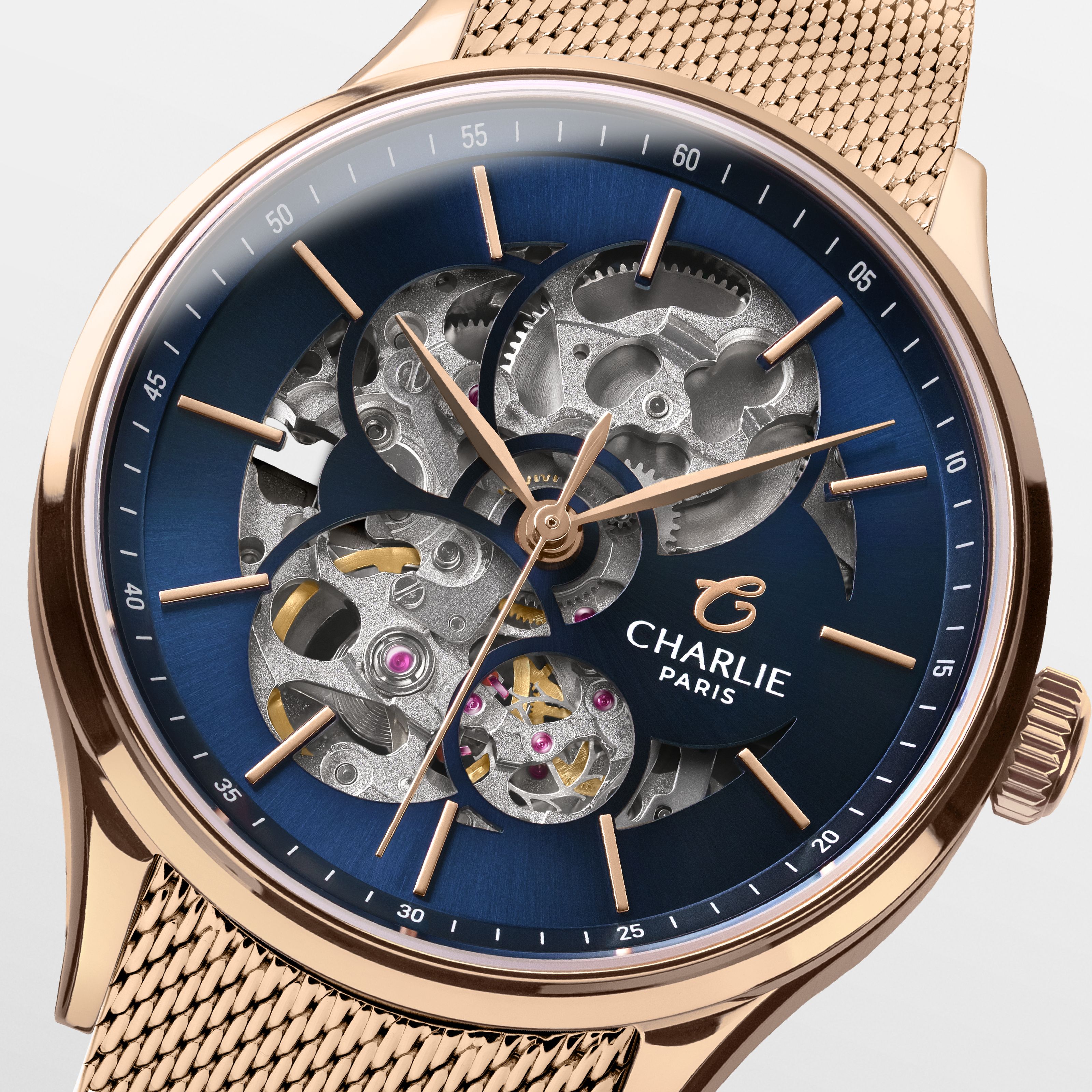 INITIAL 36 - Skeleton - Rose Gold & Blue