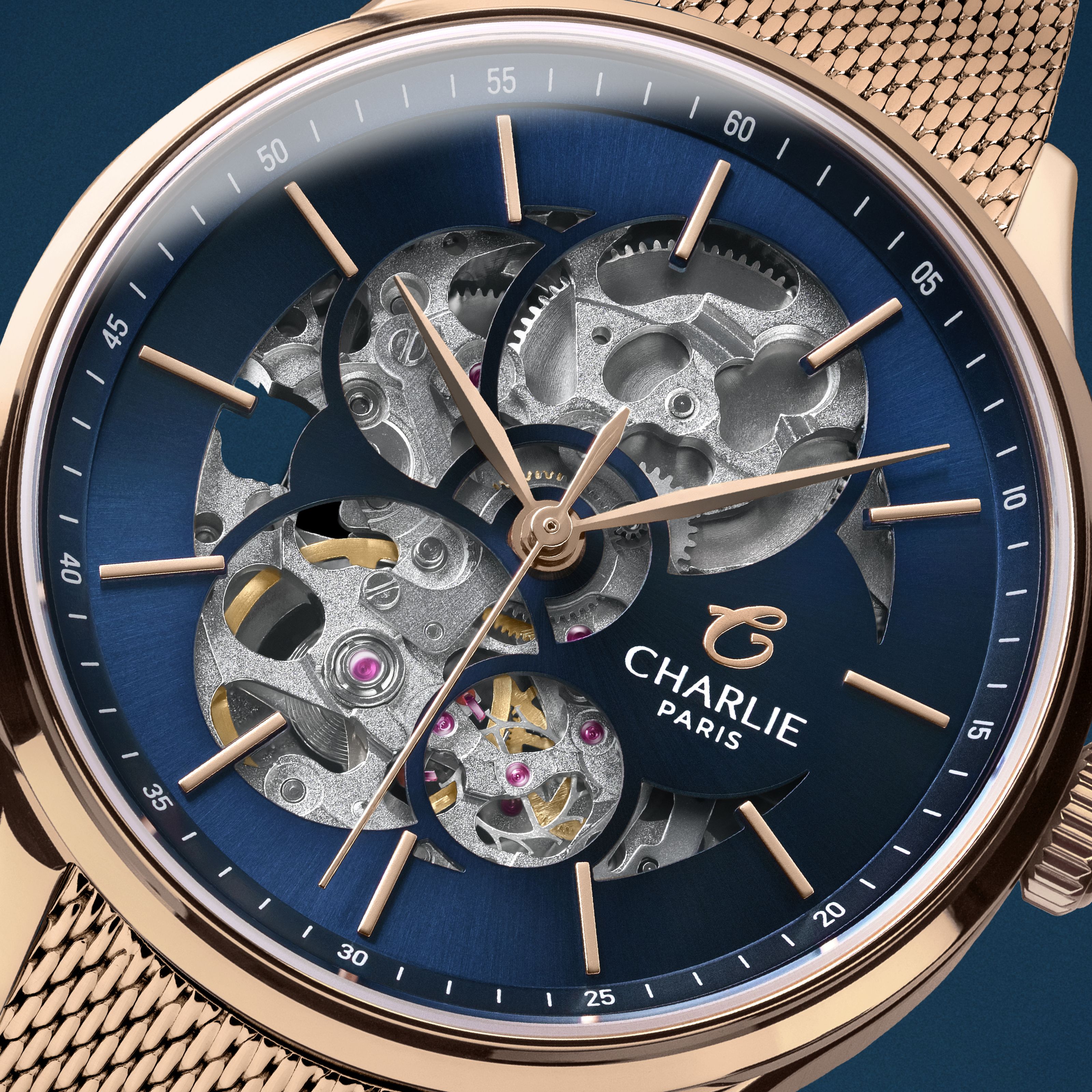 INITIAL 36 - Skeleton - Rose Gold & Blue