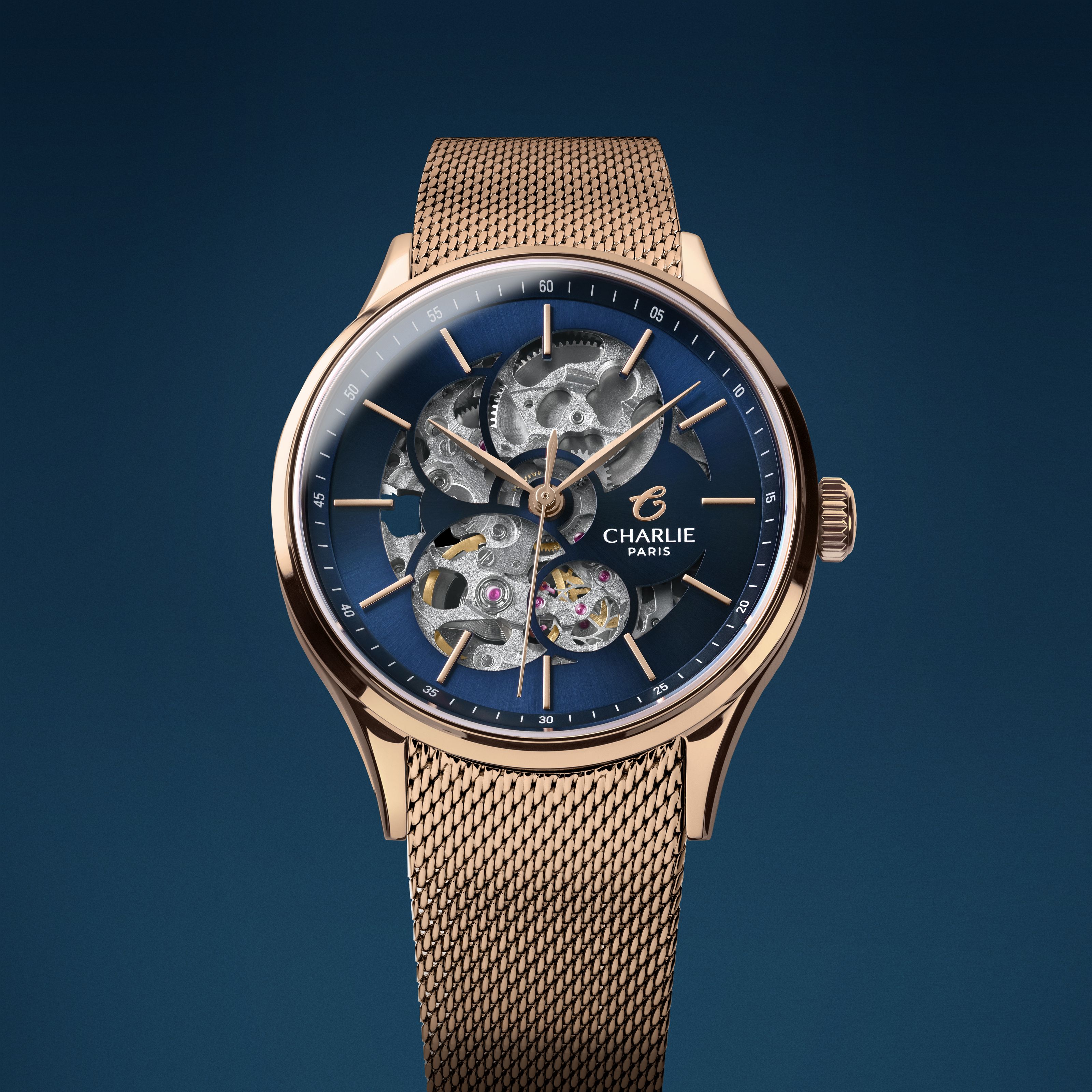 INITIAL 36 - Skeleton - Rose Gold & Blue