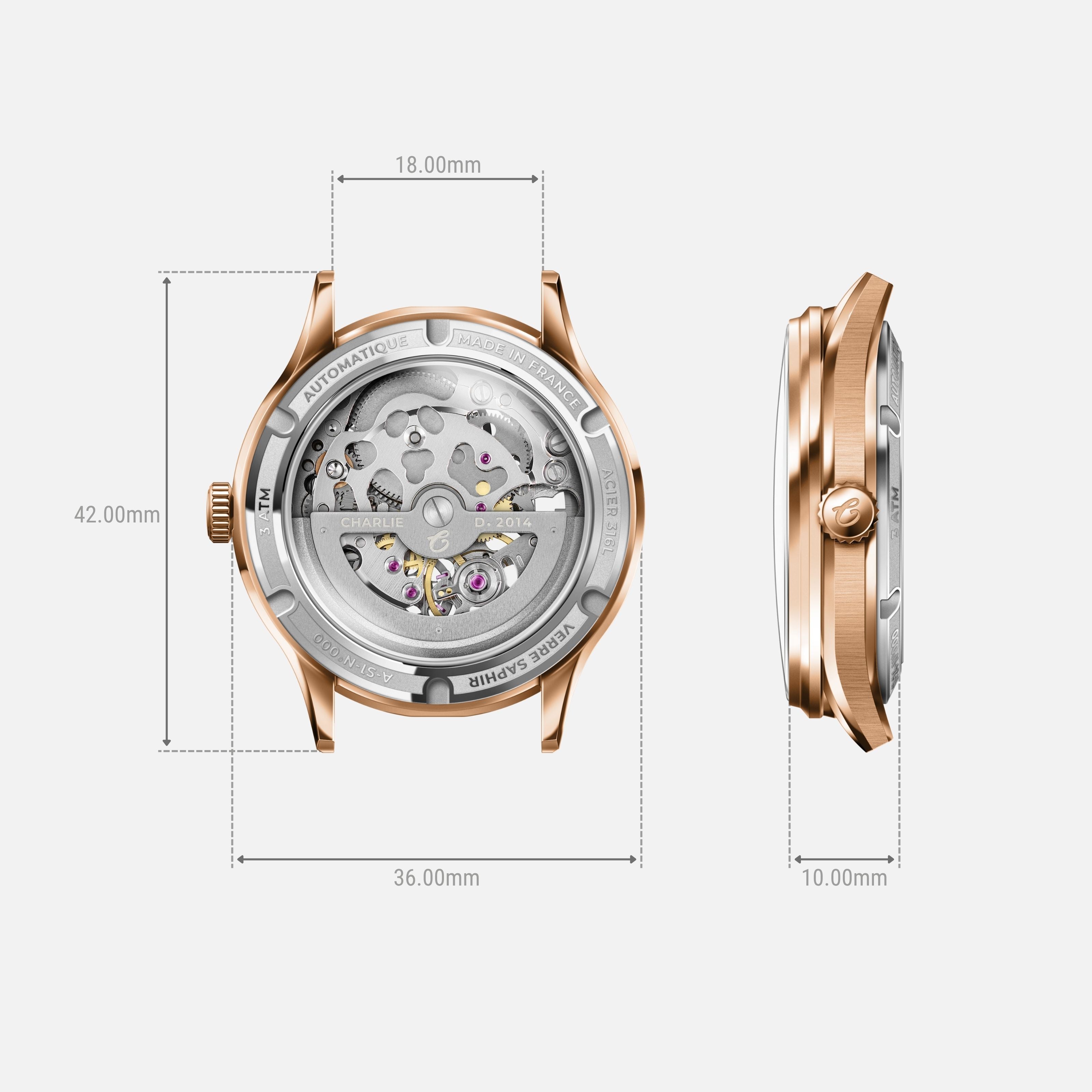 INITIAL 36 - Skeleton - Rose Gold & Blue