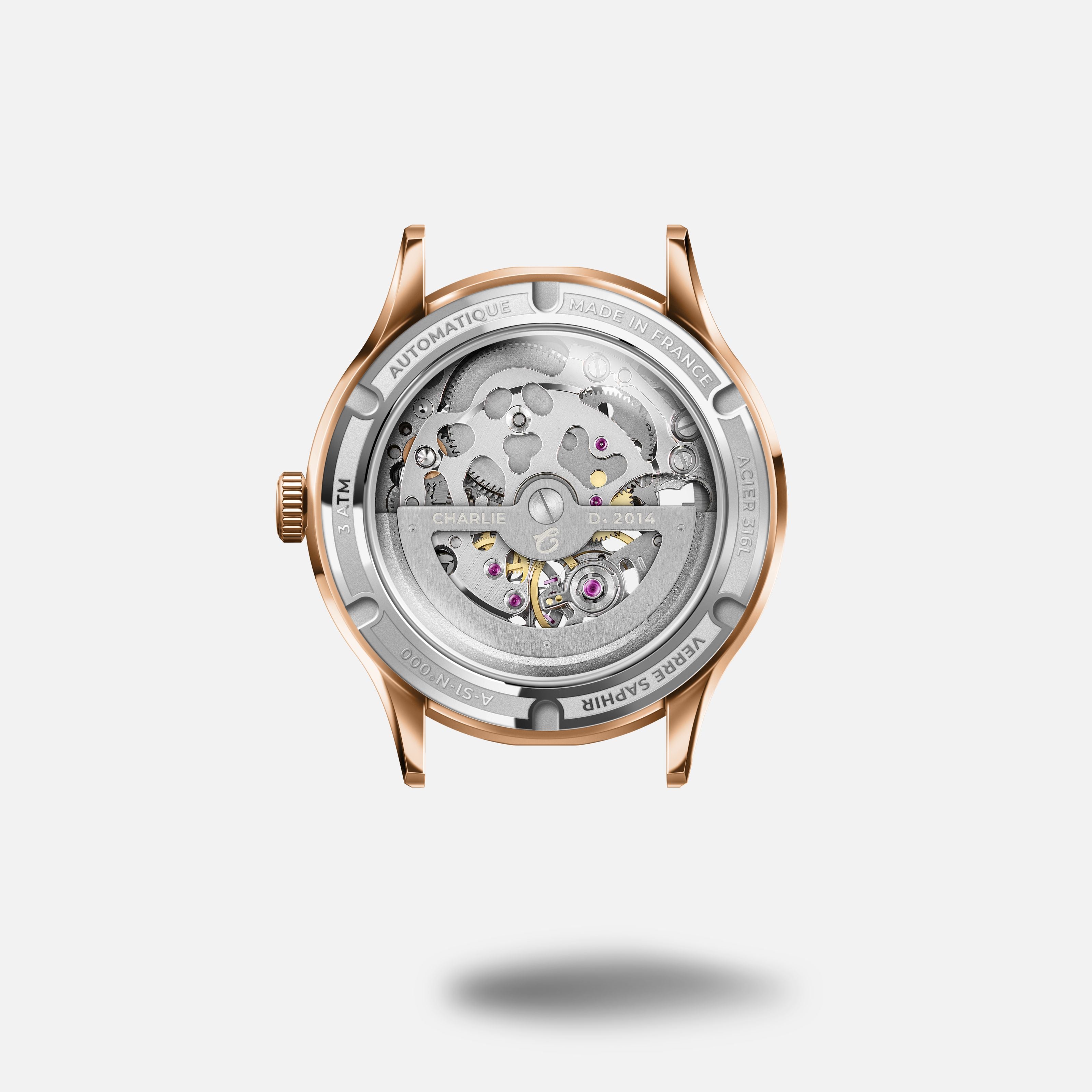 INITIAL 36 - Automatic Skeleton - Rose Gold/Blue