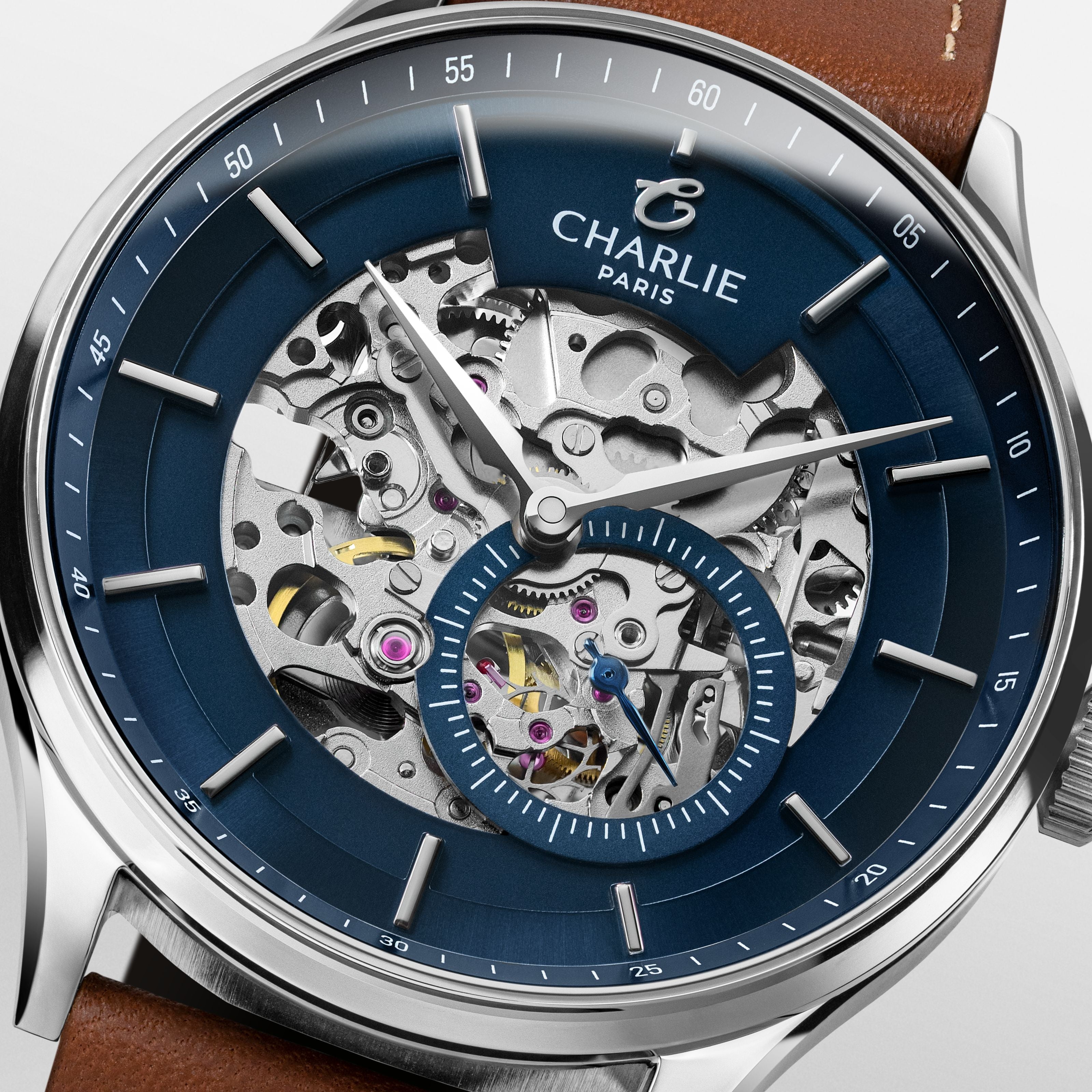 INITIAL - Automatique Squelette - Bleu Montres CHARLIE
