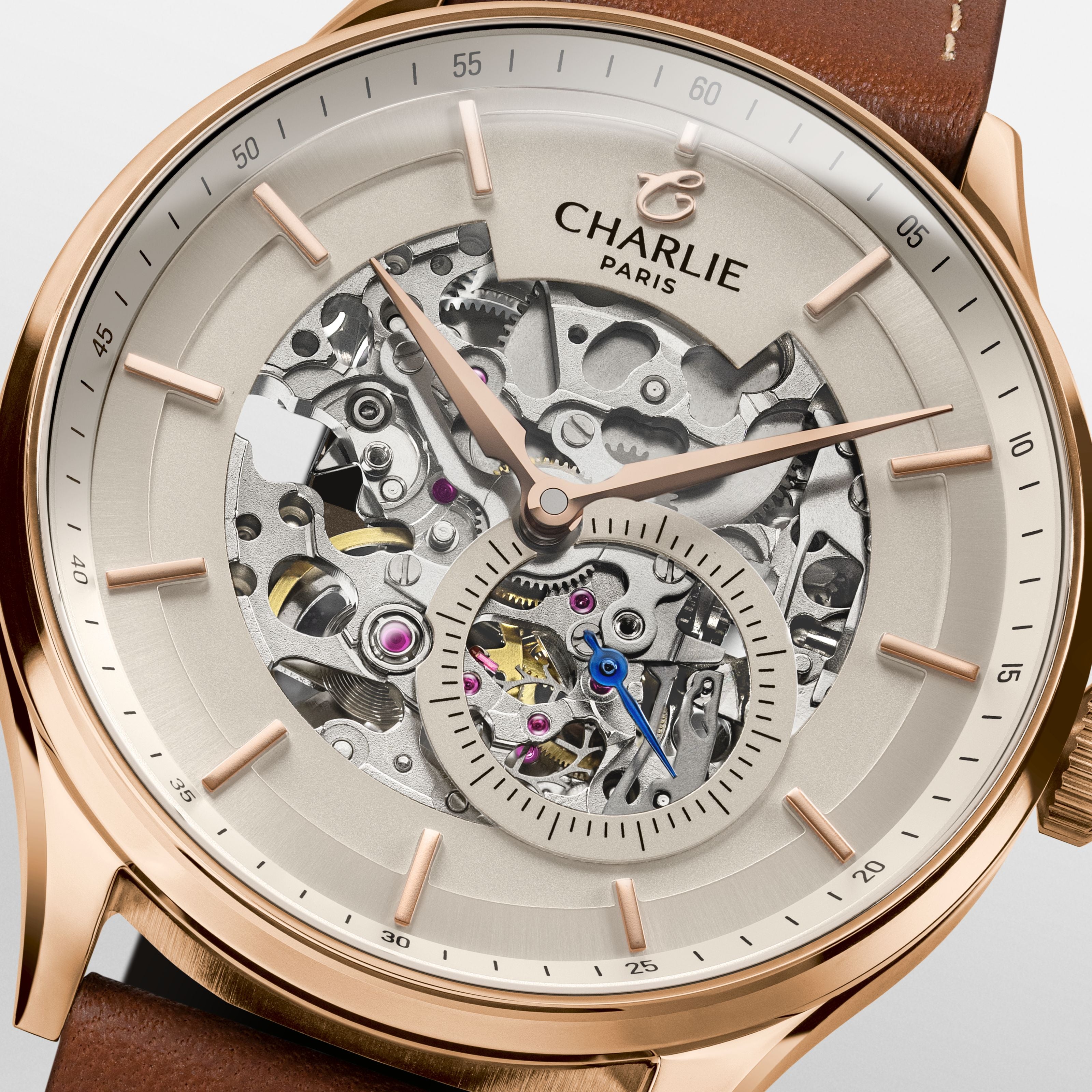 INITIAL - Automatique Squelette - Doré rose Montres CHARLIE