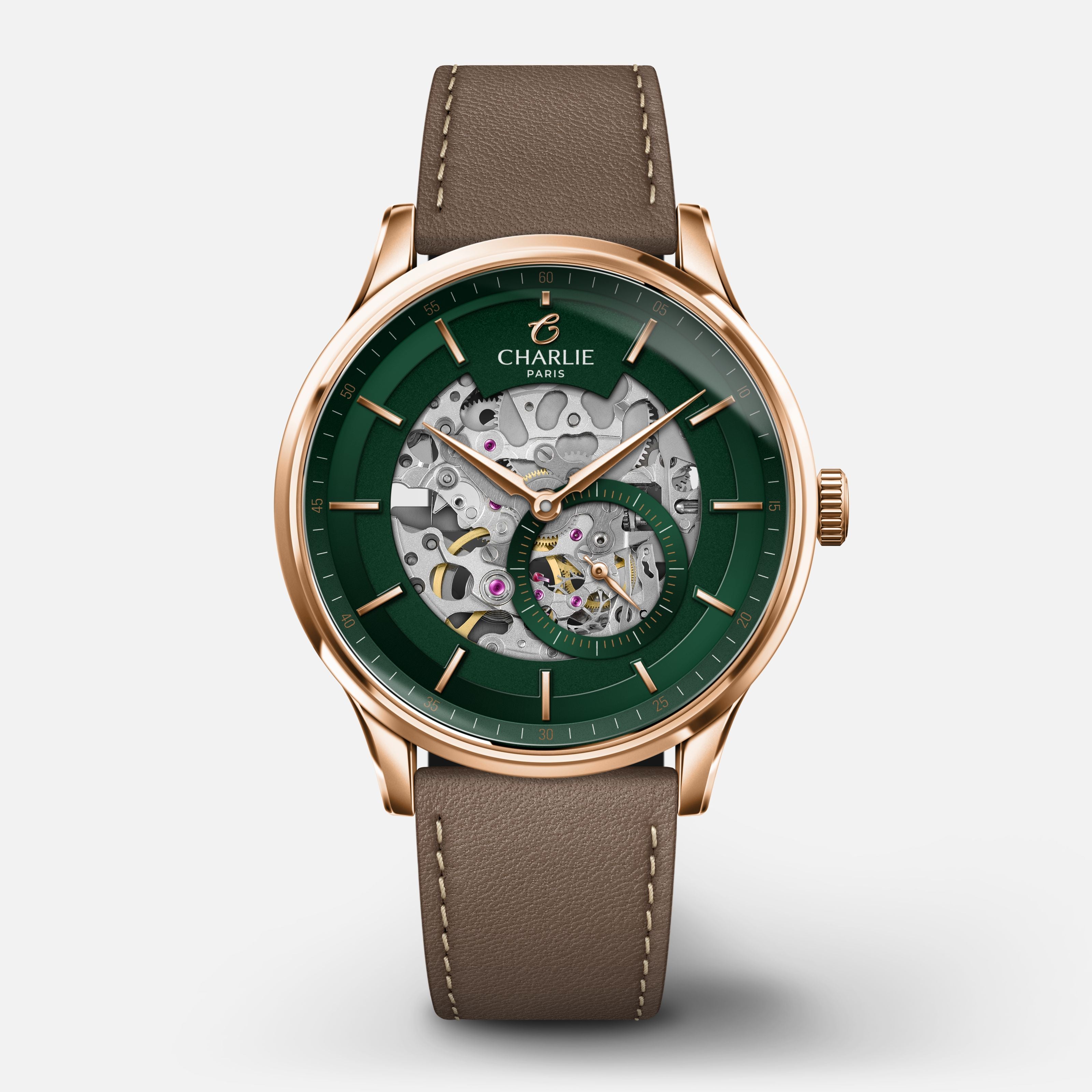 INITIAL - Skeleton - Rose Gold & Green