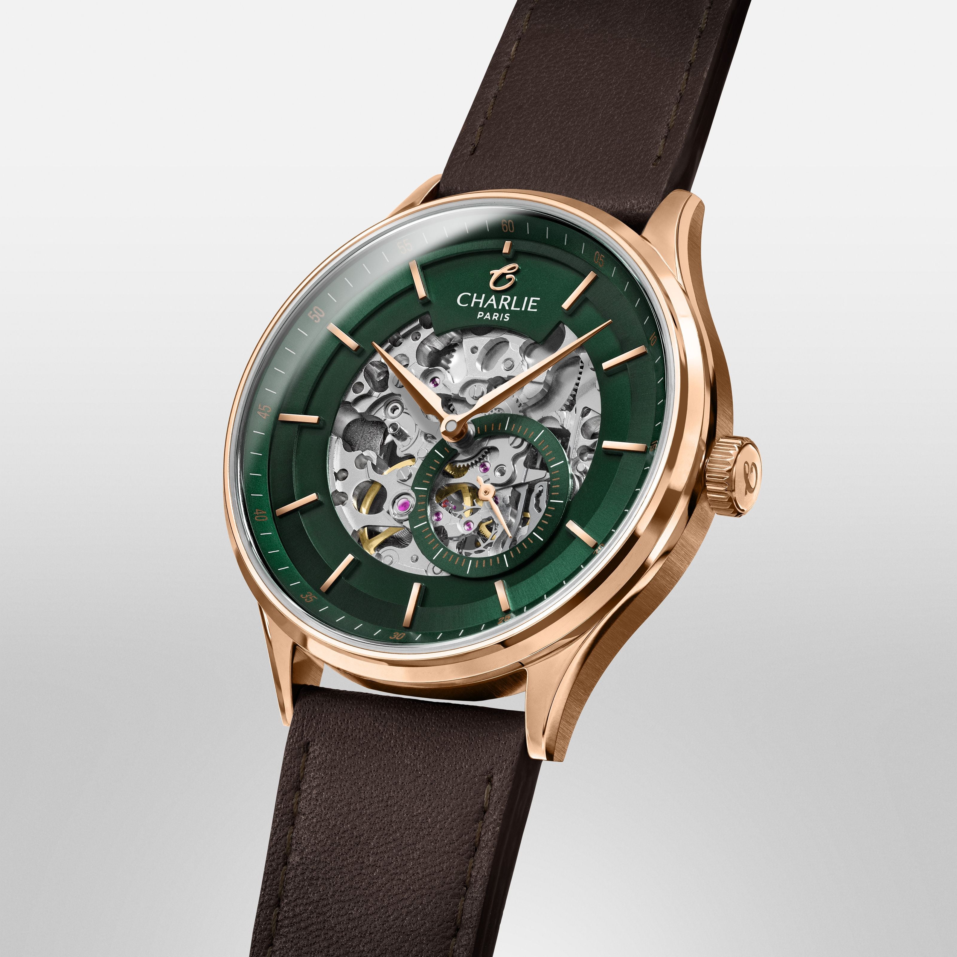 INITIAL - Skeleton - Rose Gold & Green