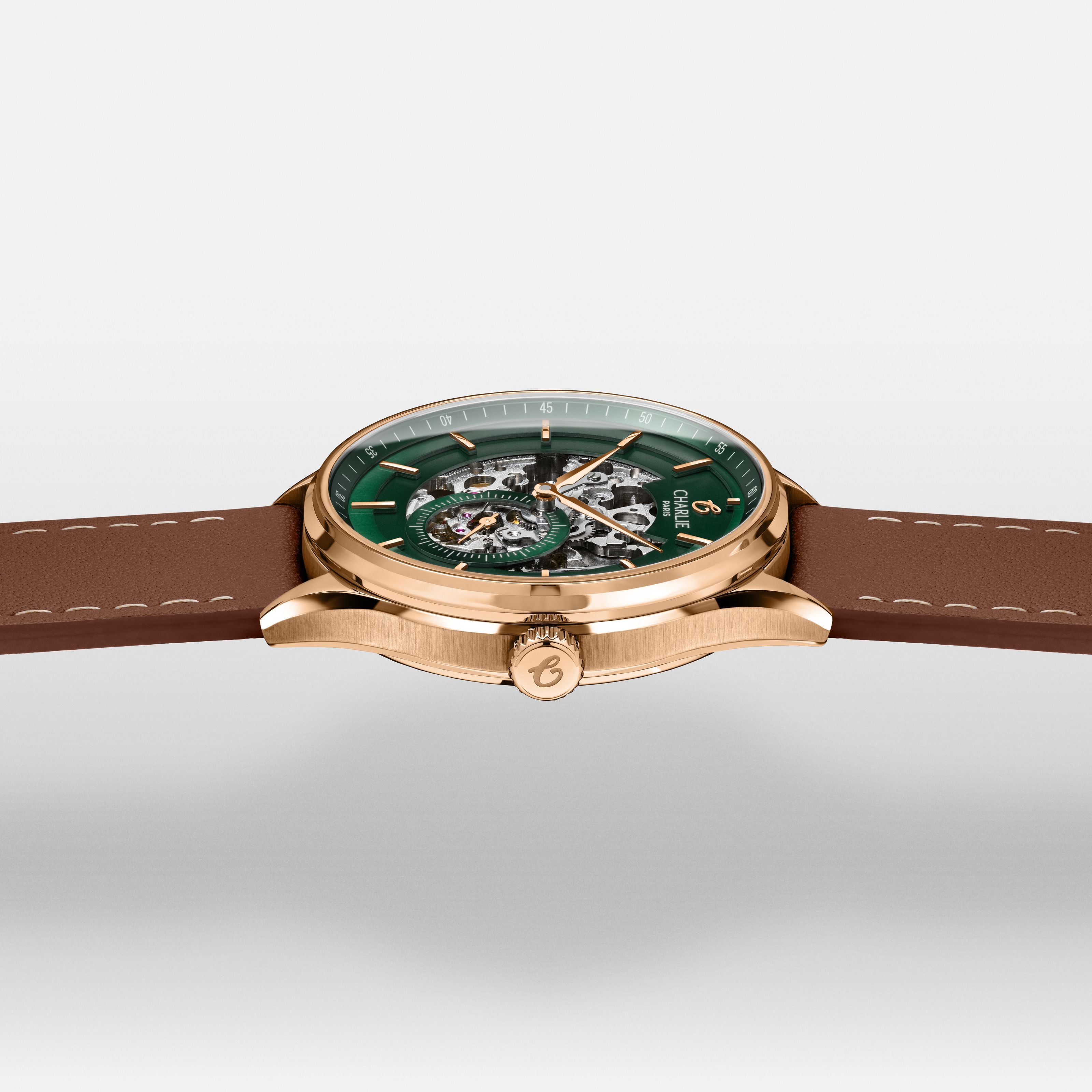 INITIAL - Squelette - Vert & Doré rose