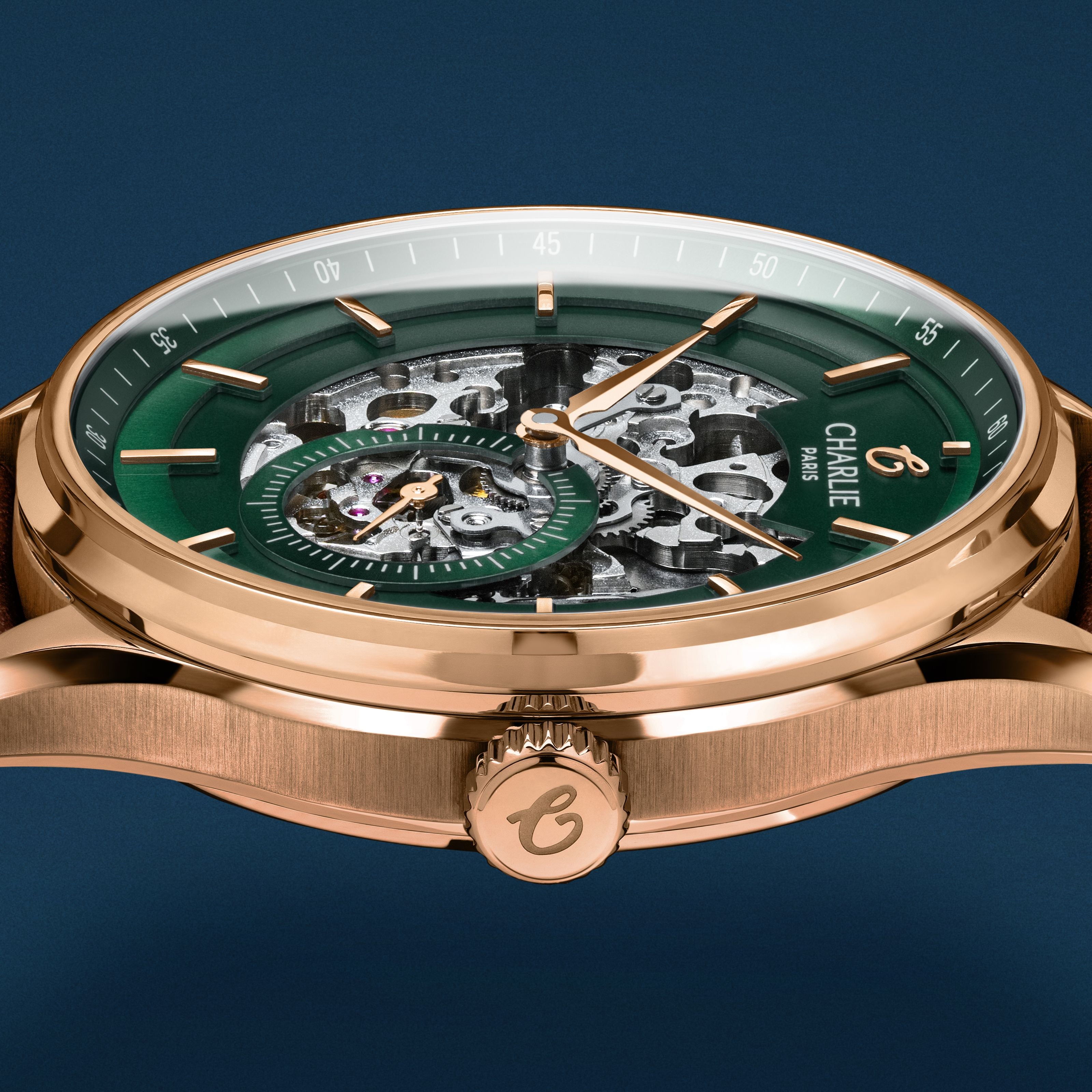 INITIAL - Skeleton - Rose Gold & Green