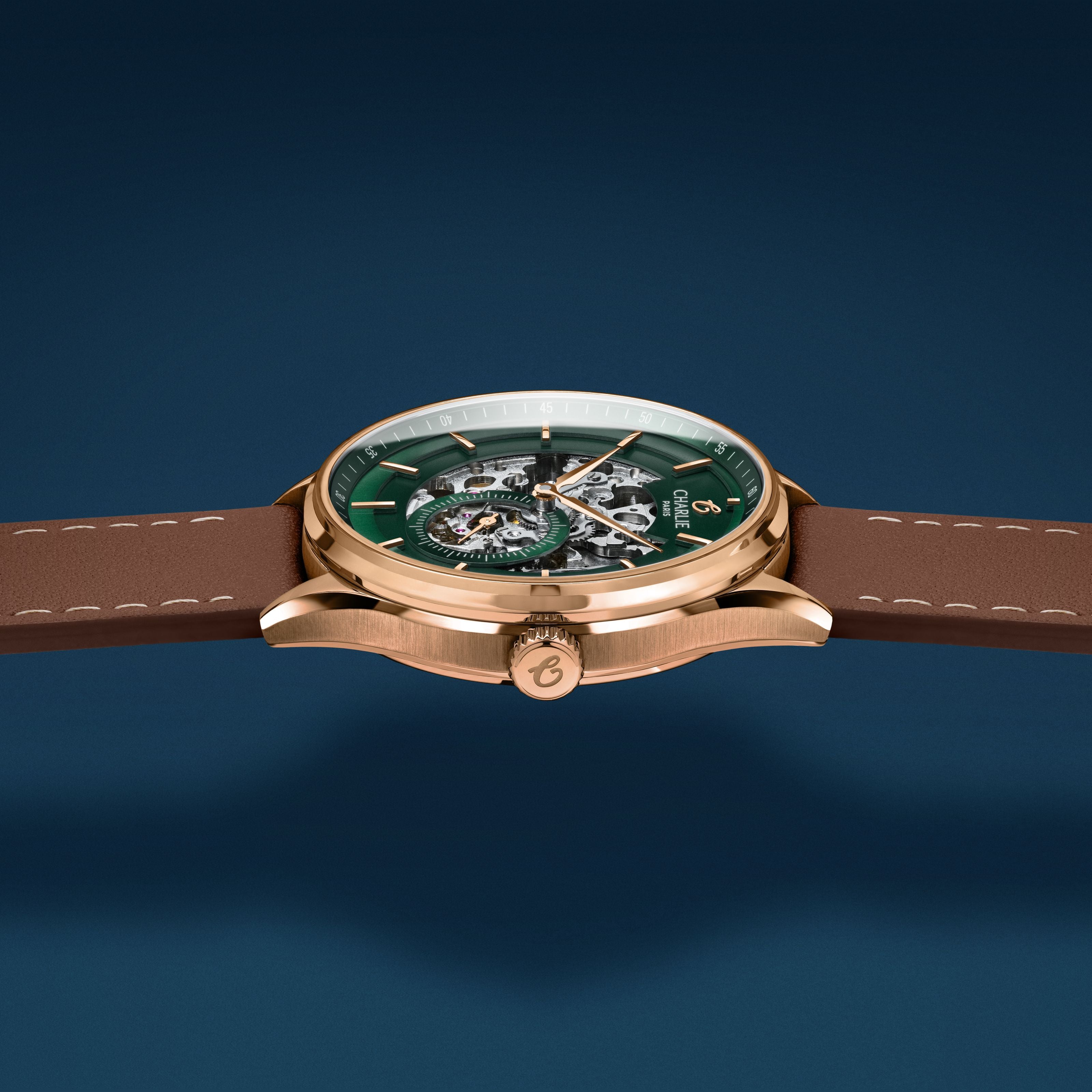INITIAL - Skeleton - Rose Gold & Green
