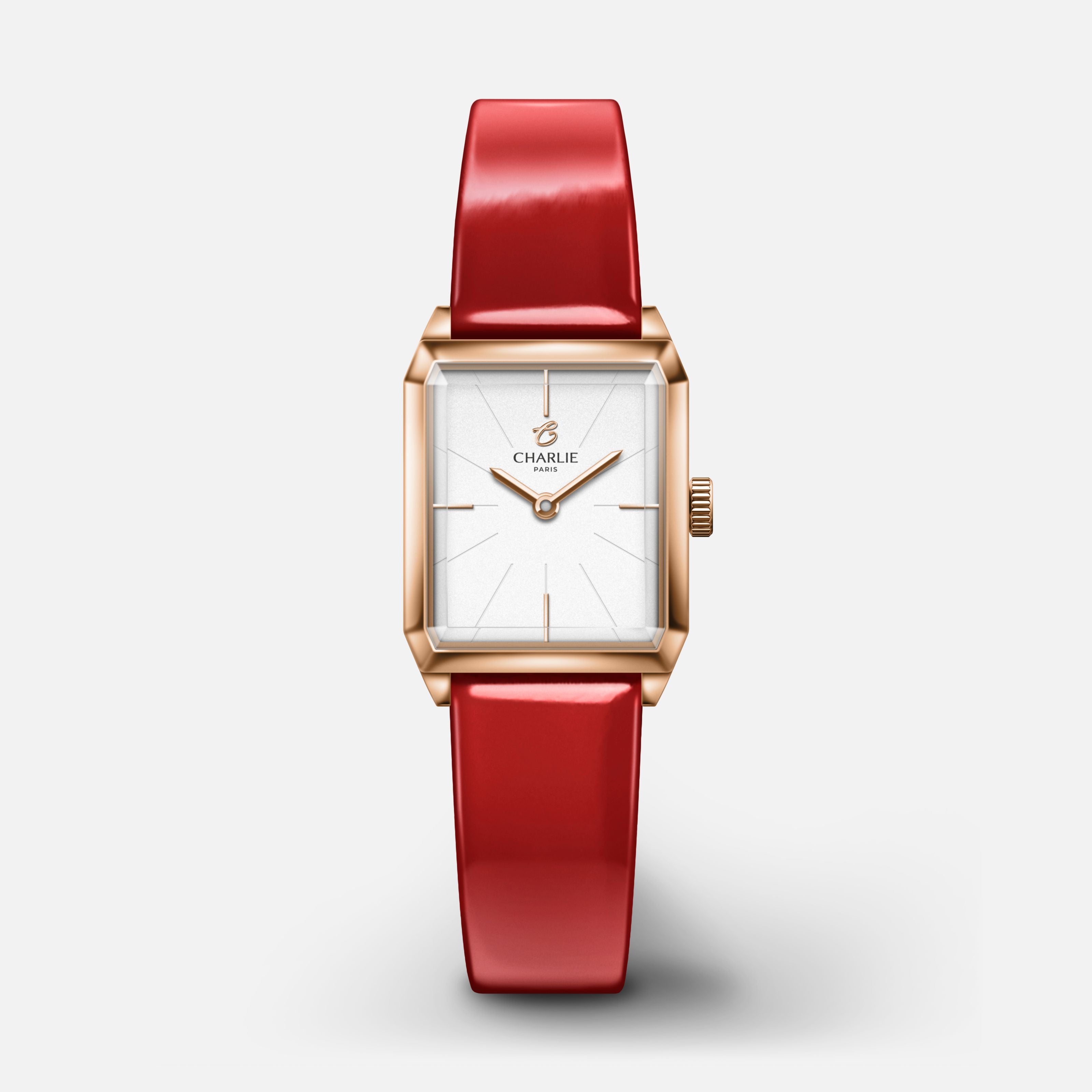 Red patent leather strap 14mm