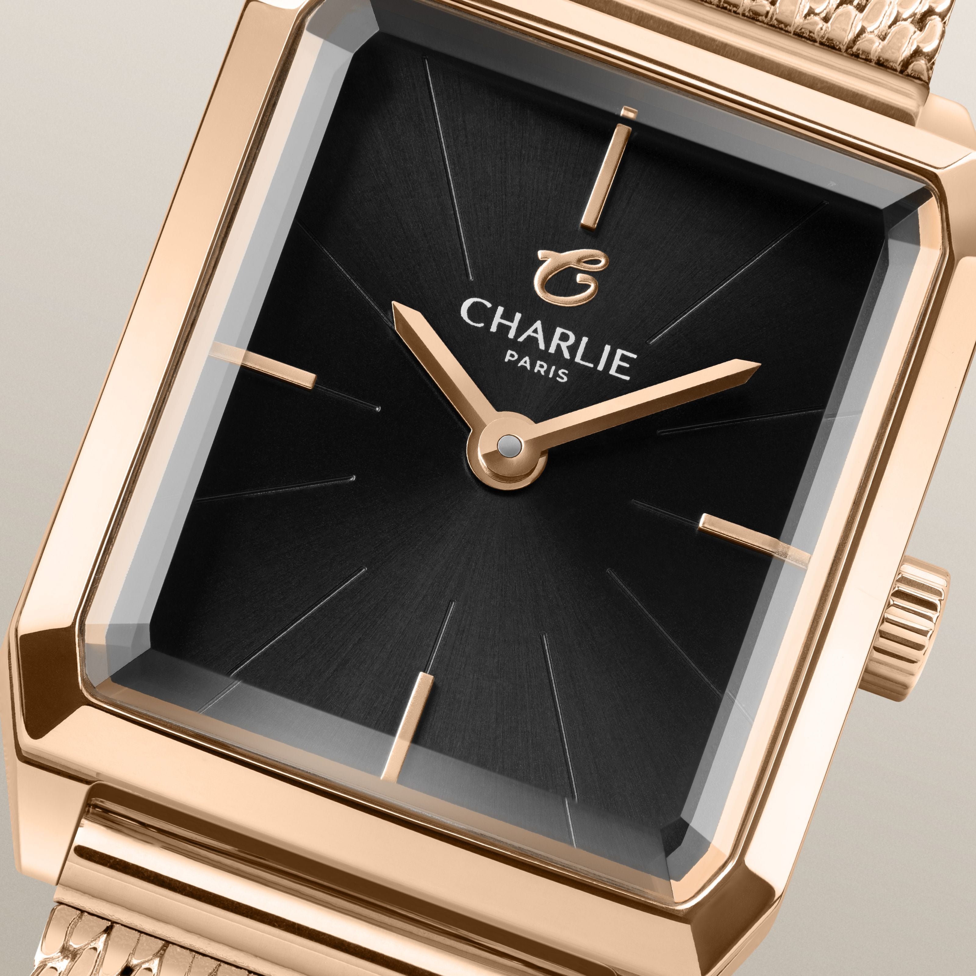 MONCEAU - Quartz - Doré rose & Noir Montres CHARLIE