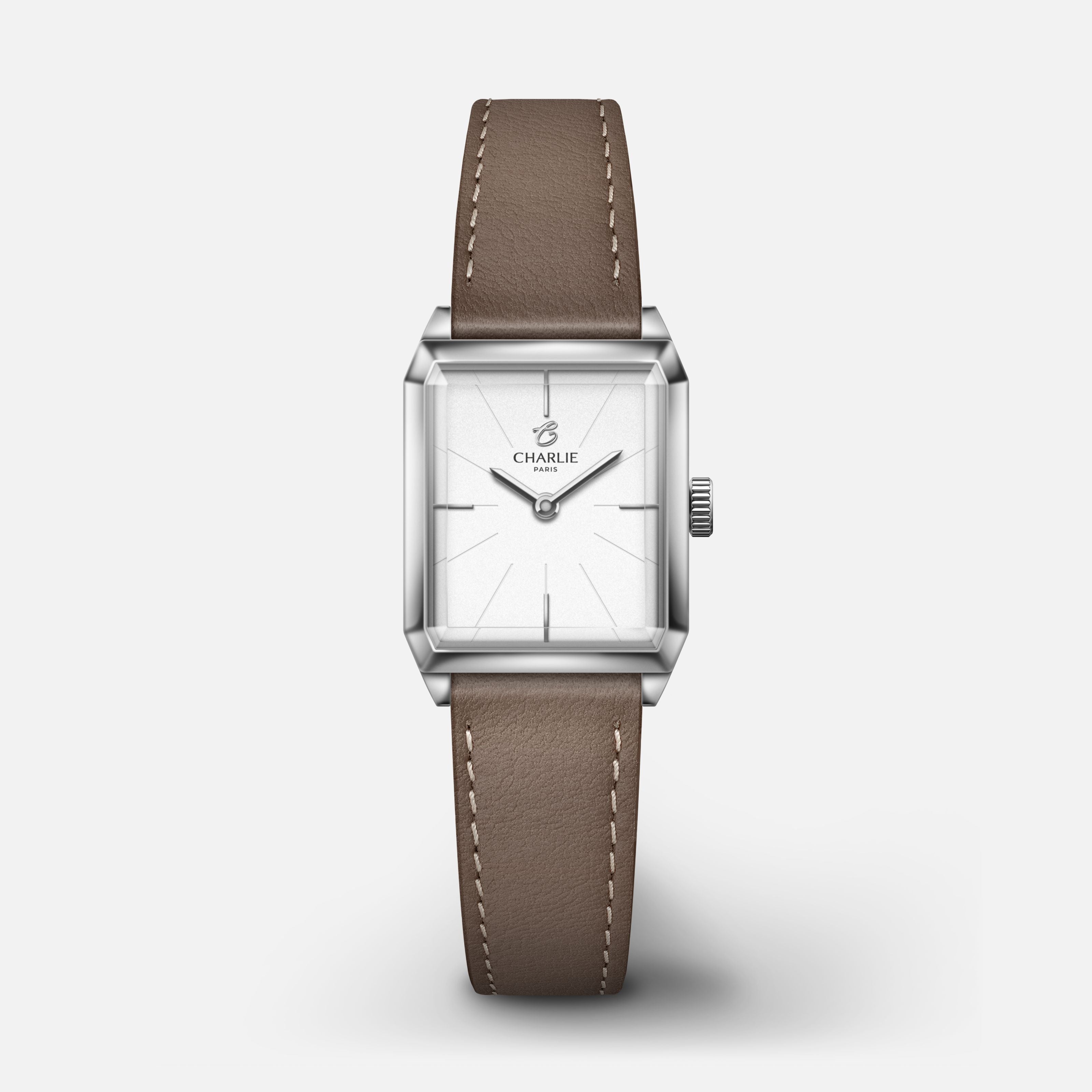 MONCEAU - Quartz - Acier Montres CHARLIE Cuir taupe