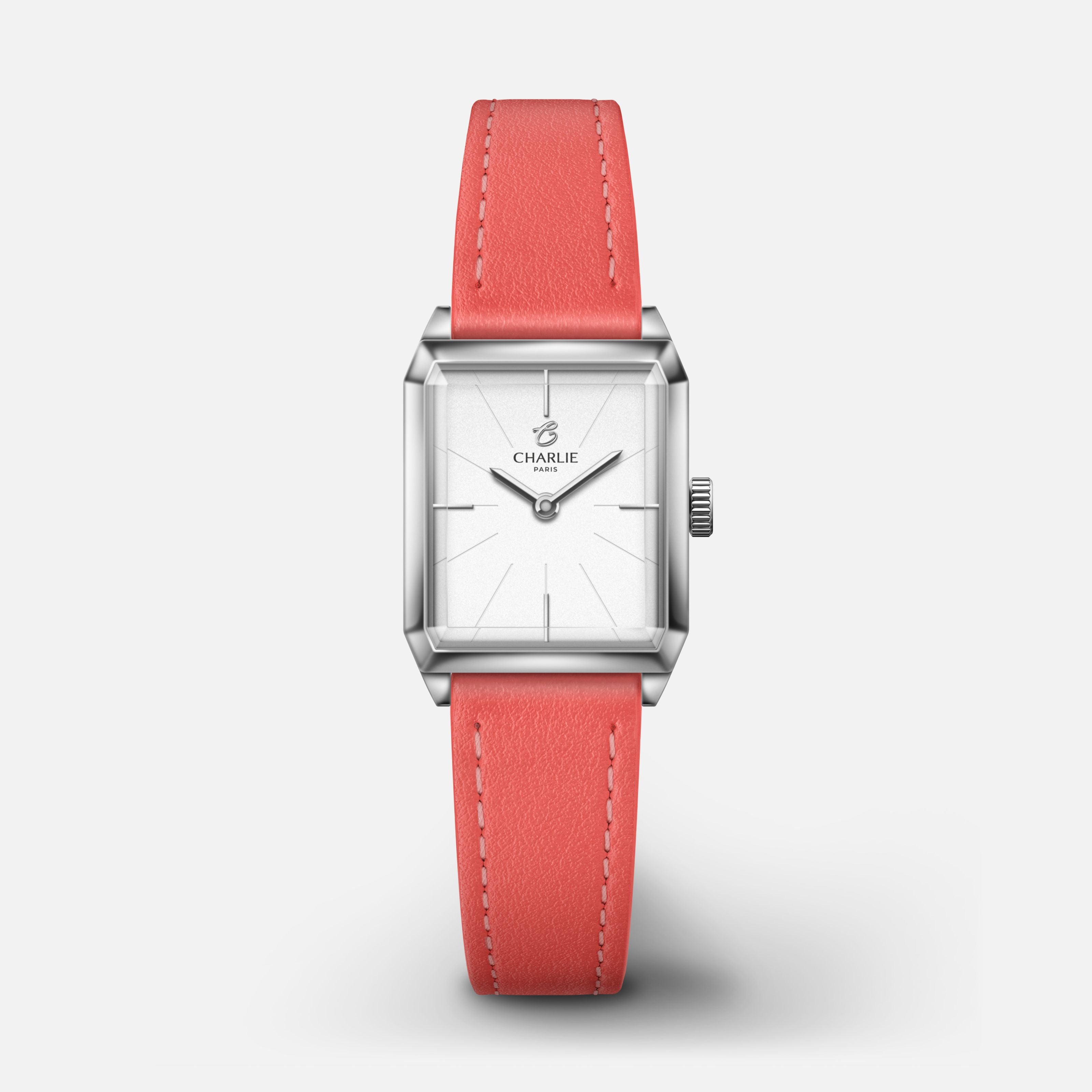 MONCEAU - Quartz - Acier Montres CHARLIE Cuir rose hibiscus