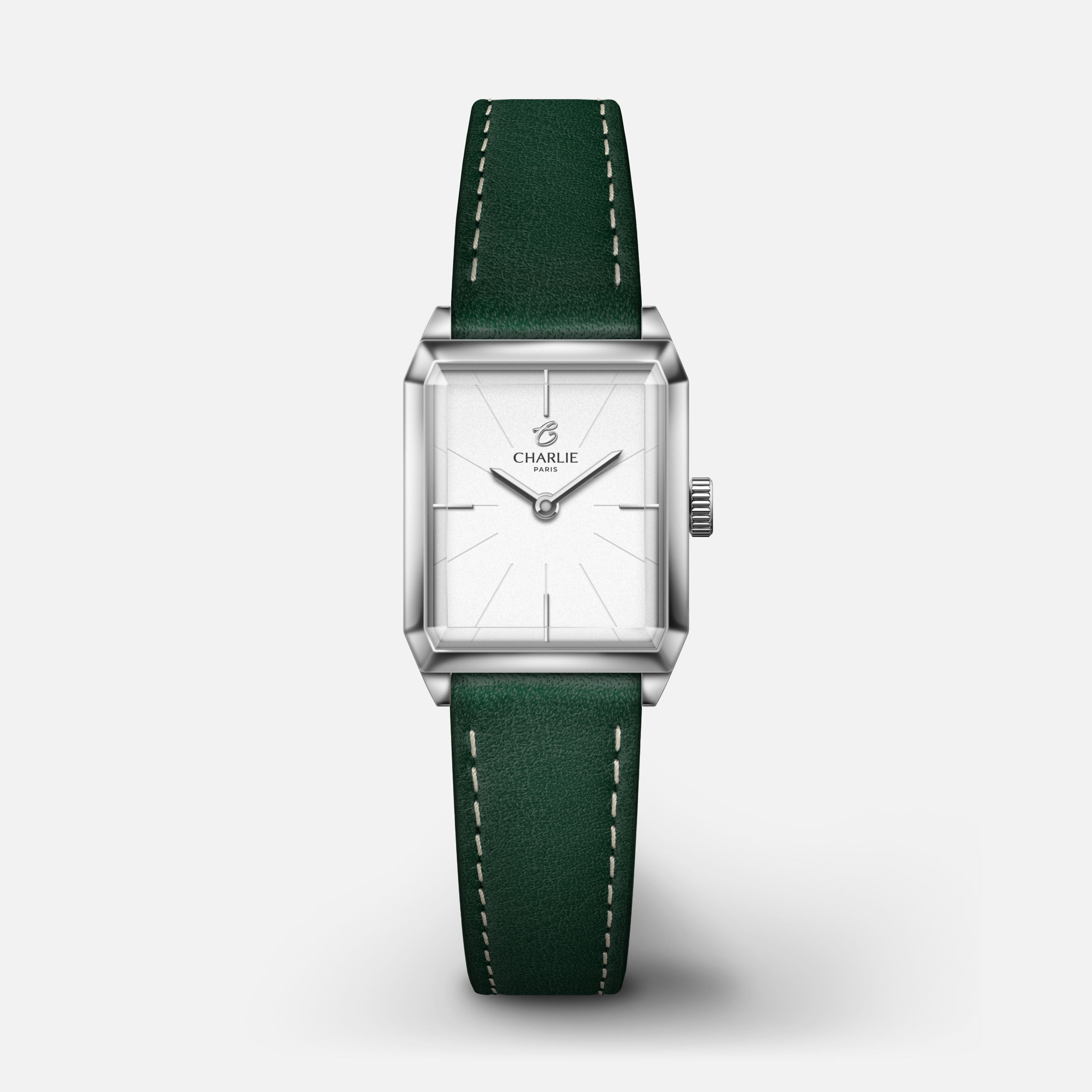 MONCEAU - Quartz - Acier Montres CHARLIE Cuir vert