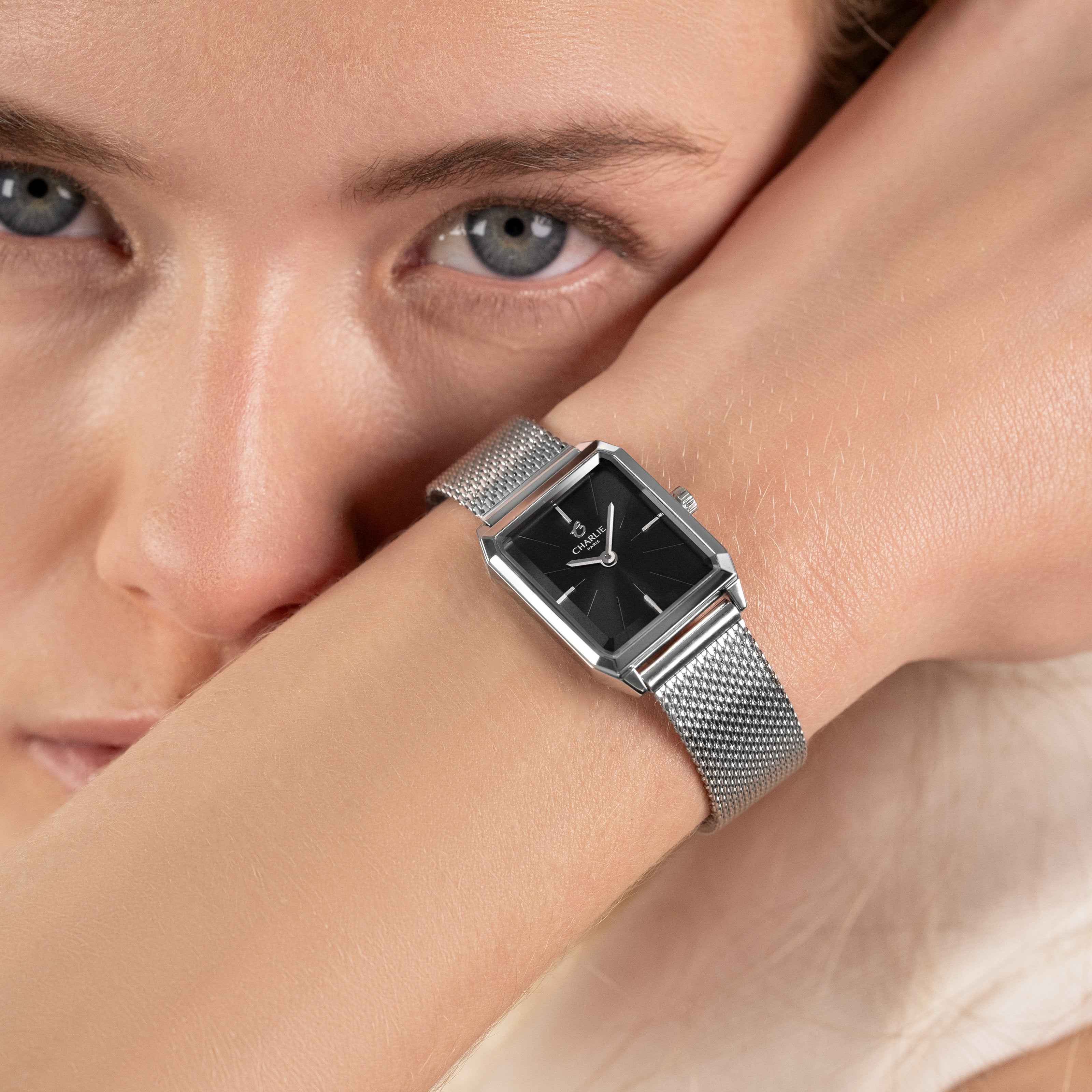 MONCEAU - Quartz - Acier & Noir Montres CHARLIE