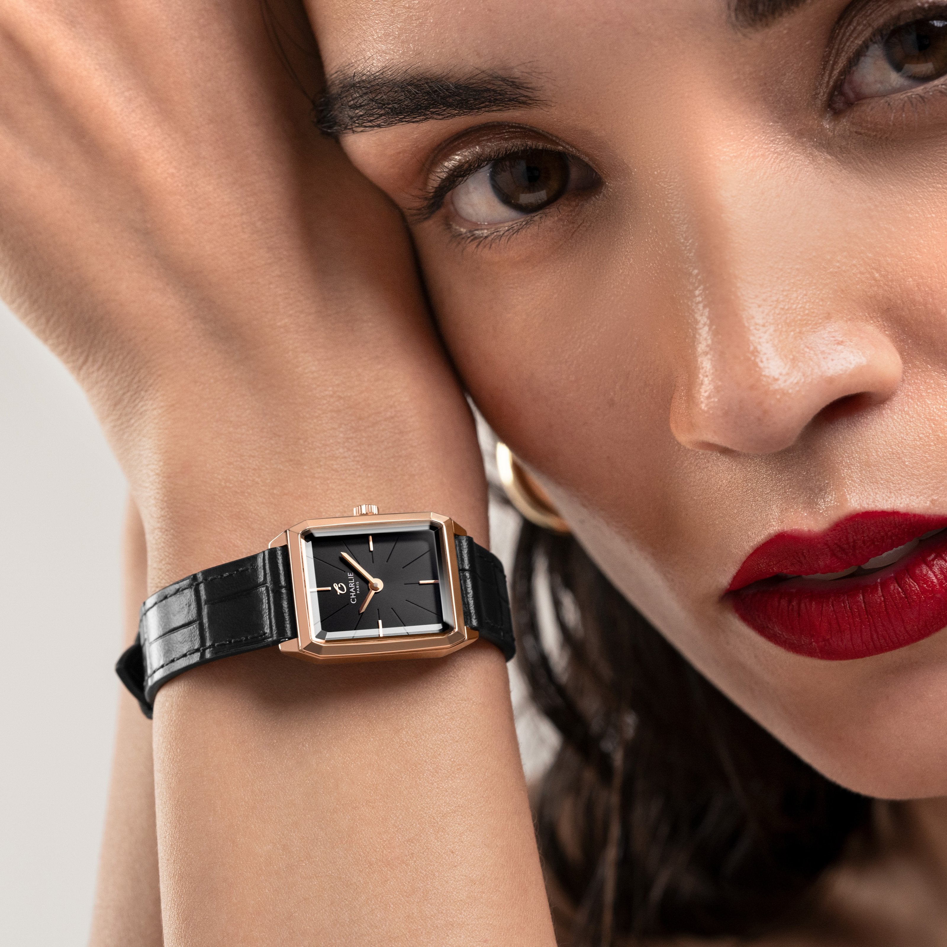 MONCEAU - Quartz - Doré rose & Noir Montres CHARLIE