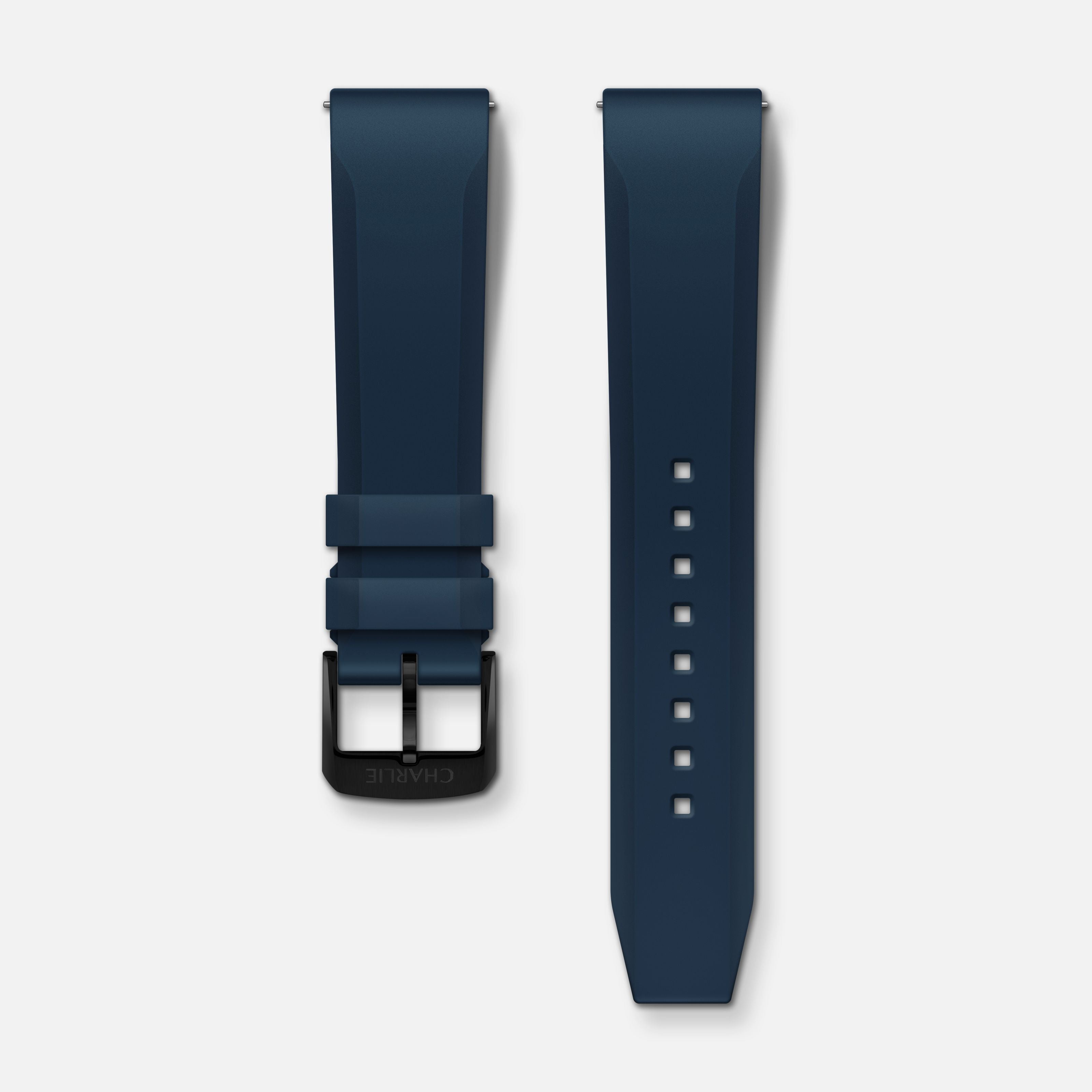 Bracelet caoutchouc bleu NBR 20mm Bracelets de montres CHARLIE Noir