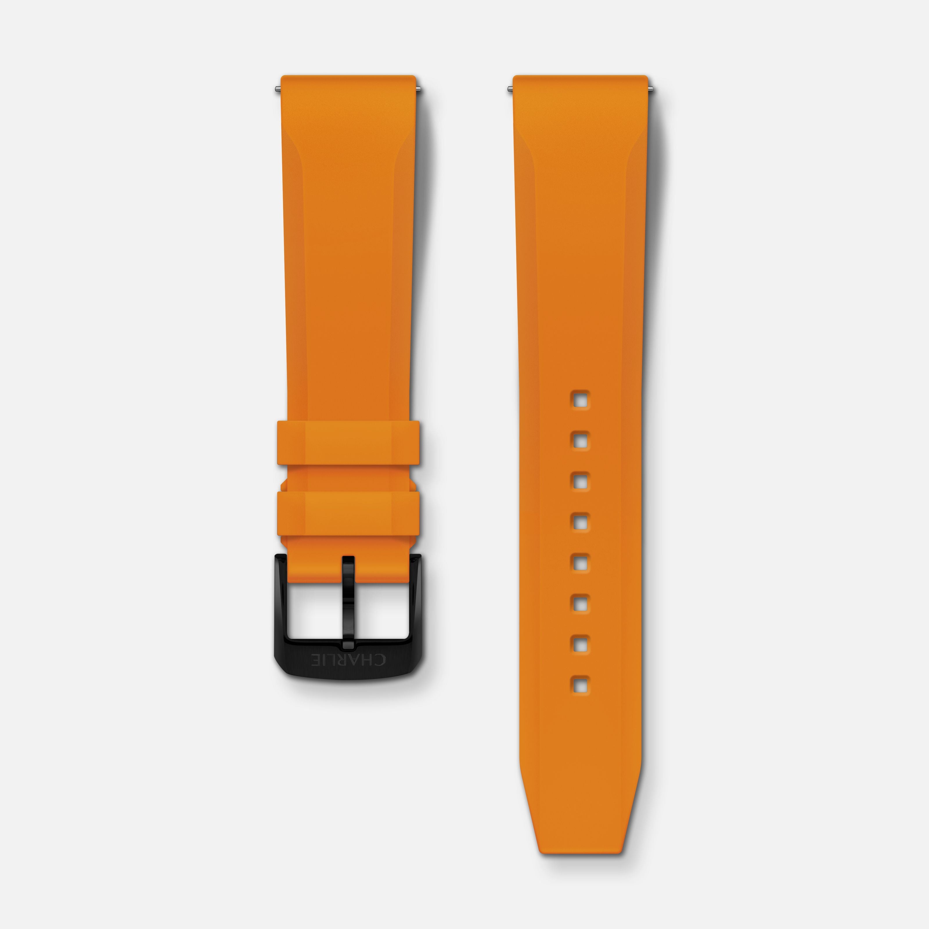 Bracelet caoutchouc orange NBR 20mm Bracelets de montres CHARLIE Noir