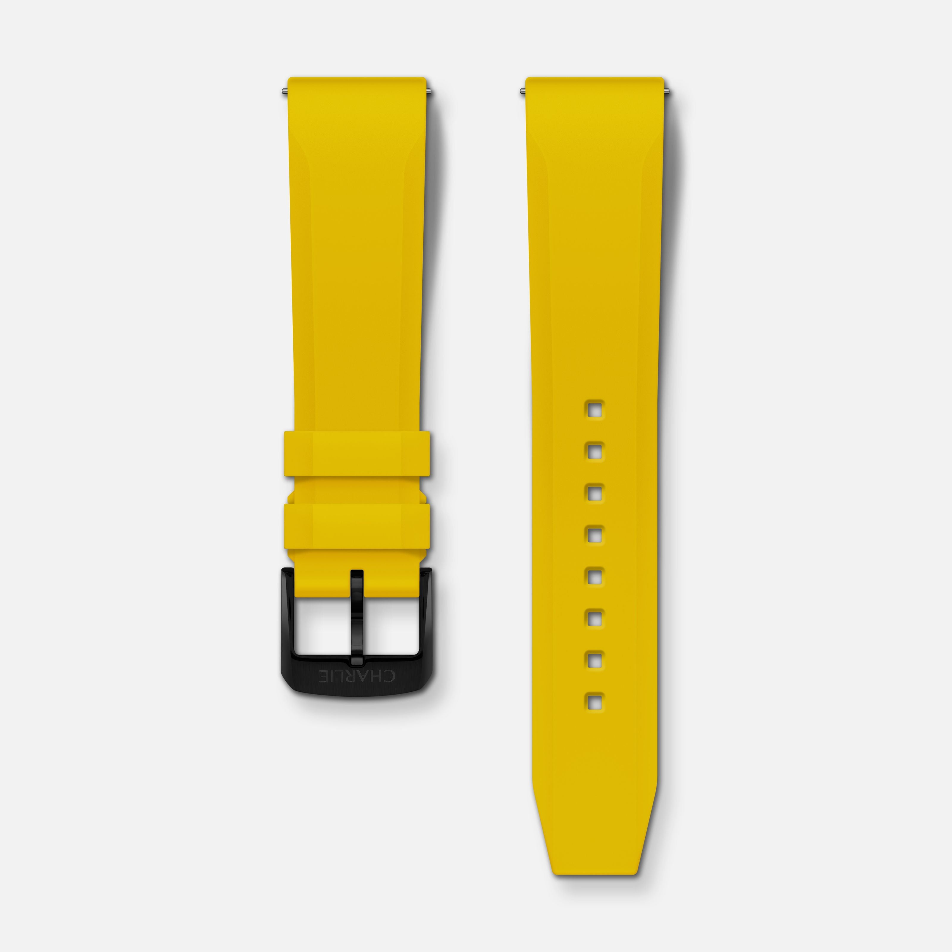Bracelet caoutchouc jaune NBR 20mm Bracelets de montres CHARLIE Noir