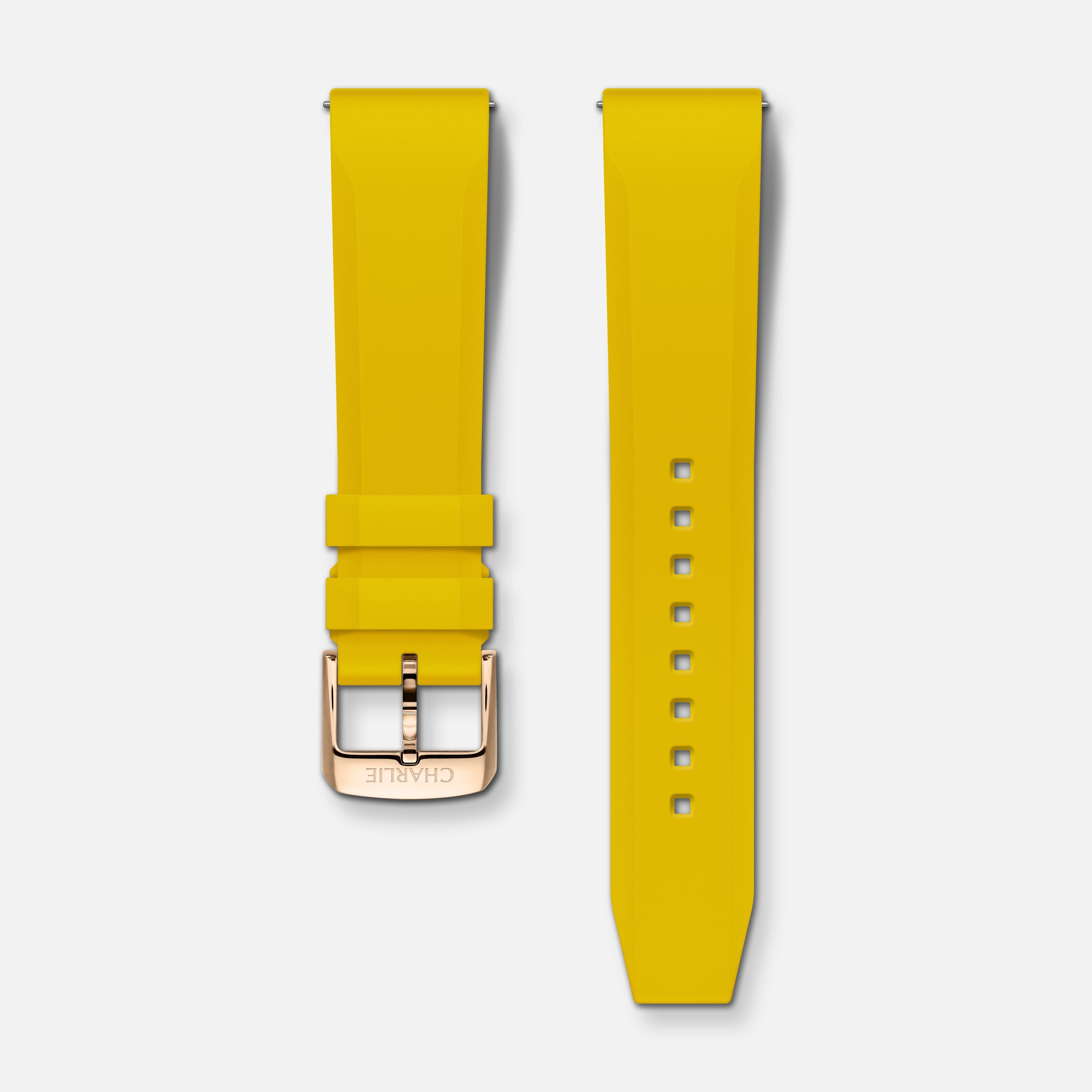 Bracelet caoutchouc jaune NBR 20mm Bracelets de montres CHARLIE Doré