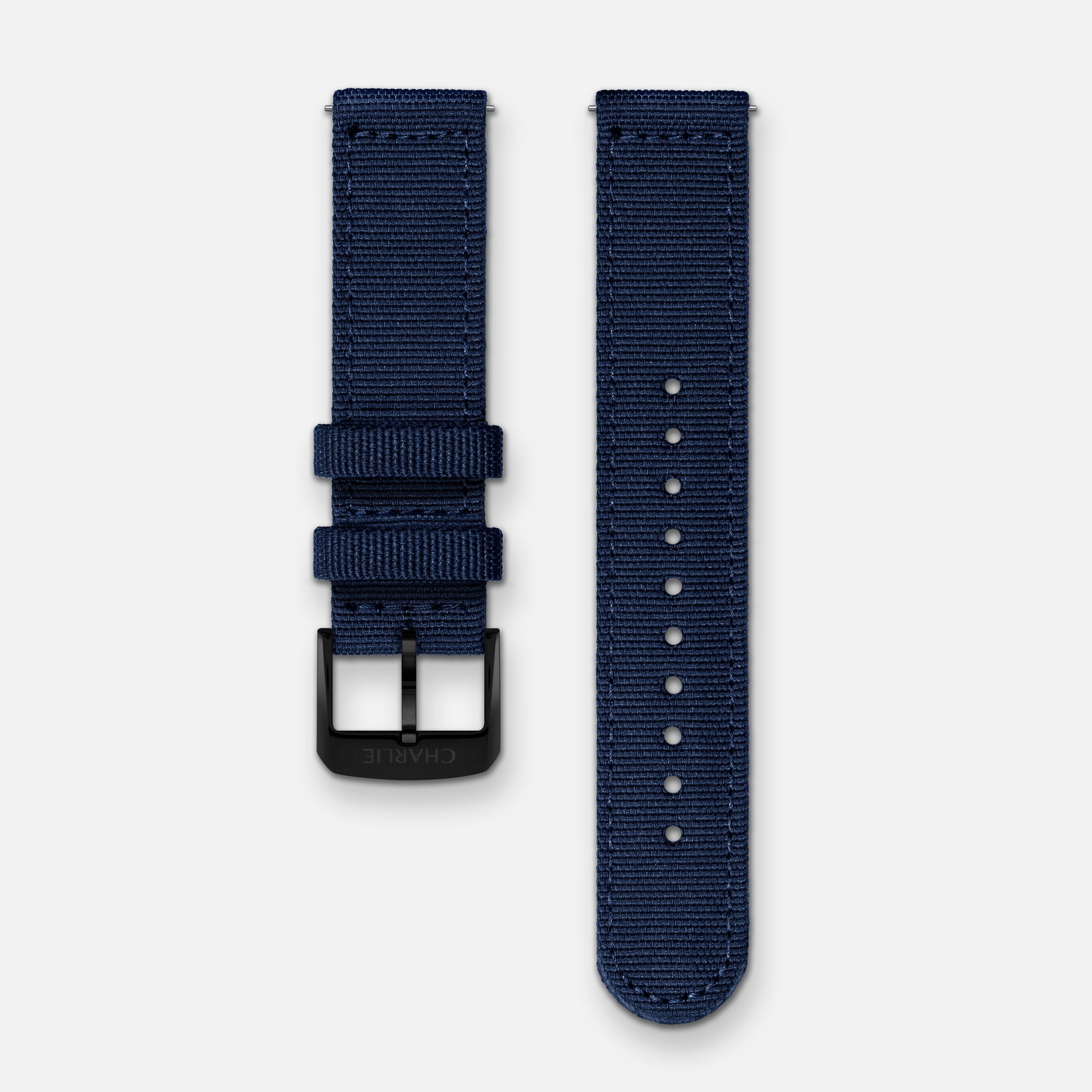 Bracelet Nylon Bleu 20mm Bracelets de montres CHARLIE Noir