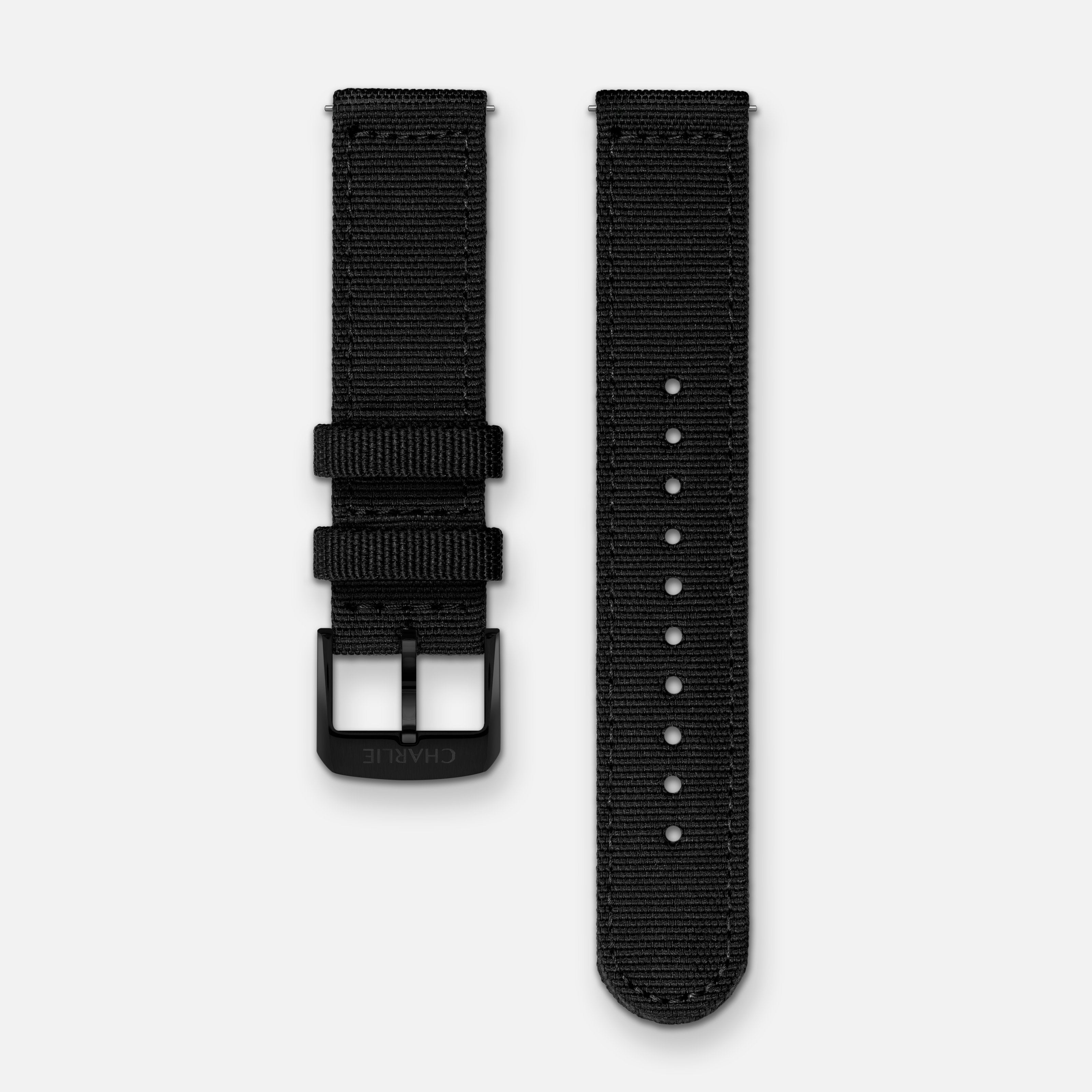 Bracelet Nylon Noir 20mm Bracelets de montres CHARLIE Noir