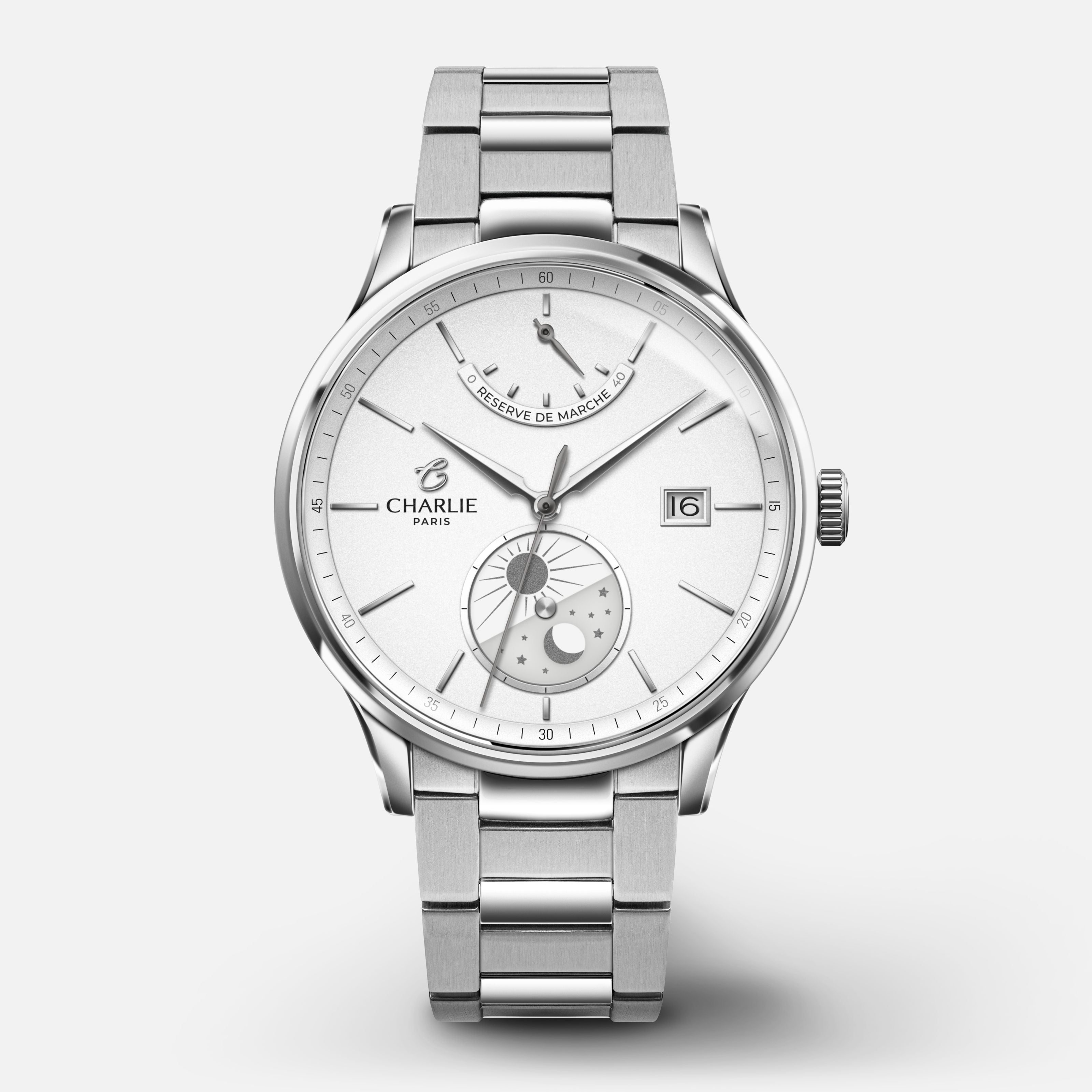 INITIAL - Automatique Jour/Nuit - Solstice Montres CHARLIE Acier 3 maillons
