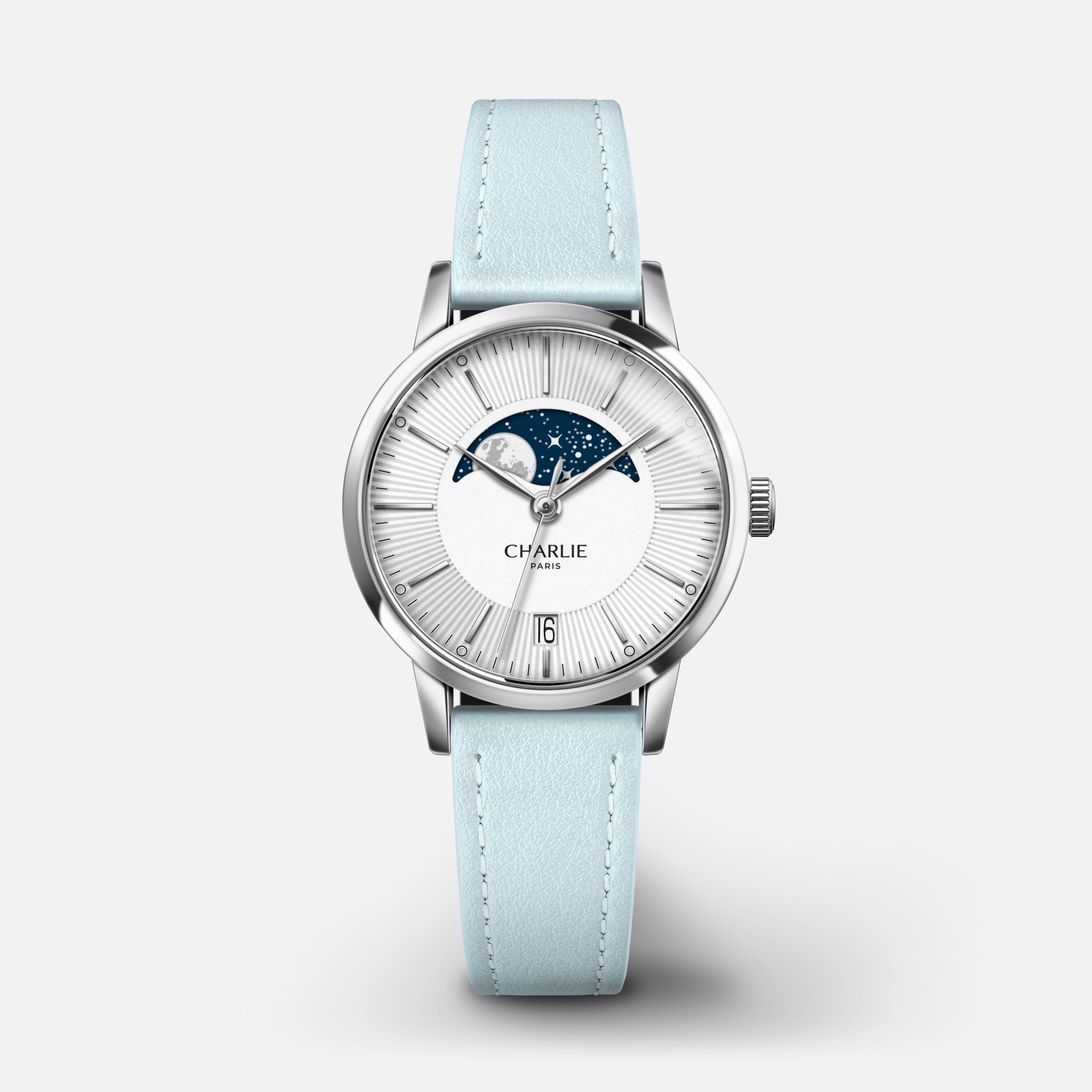 Bracelet cuir bleu azur 14mm Bracelets de montres CHARLIE