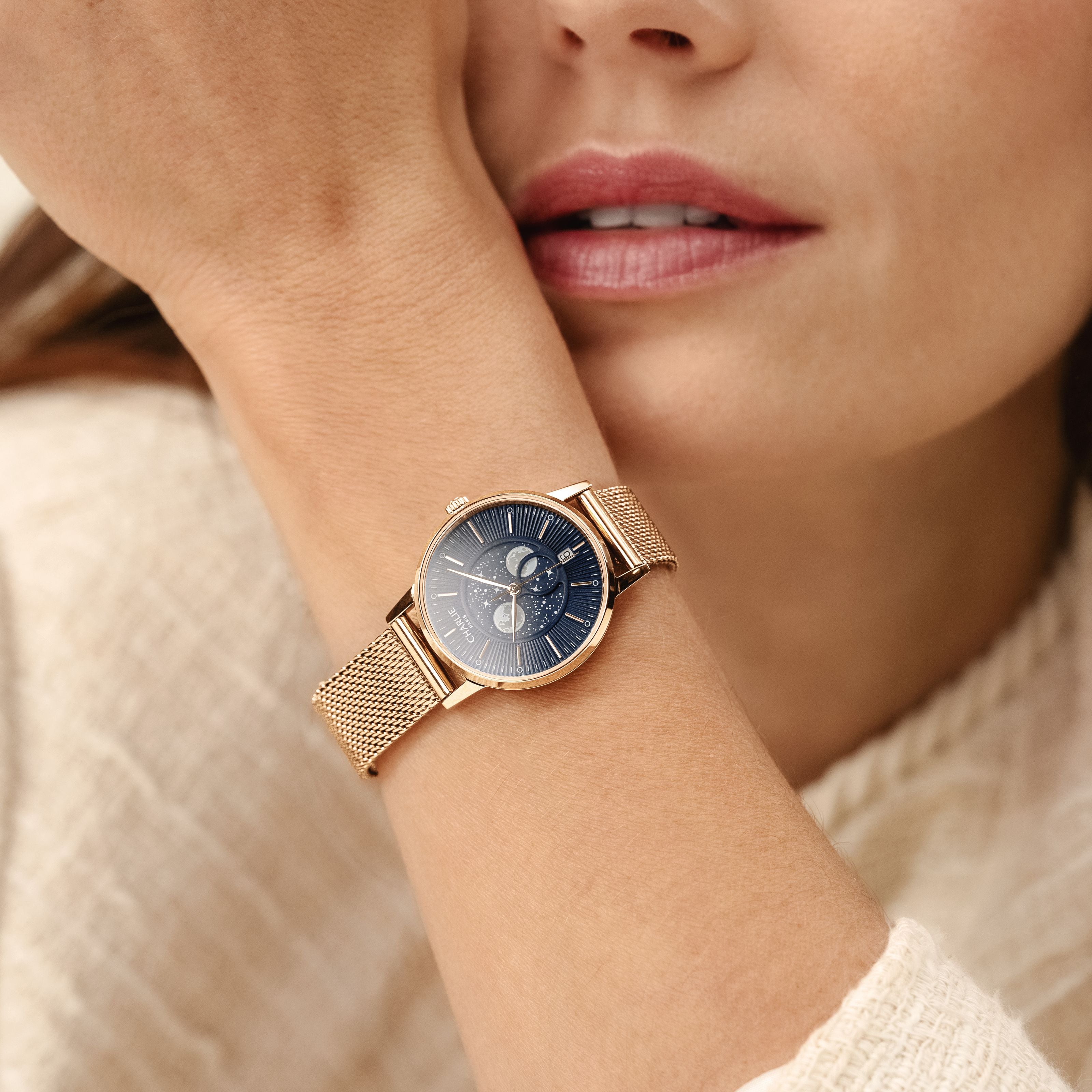 SULLY - Phase de Lune - Doré rose & Bleu