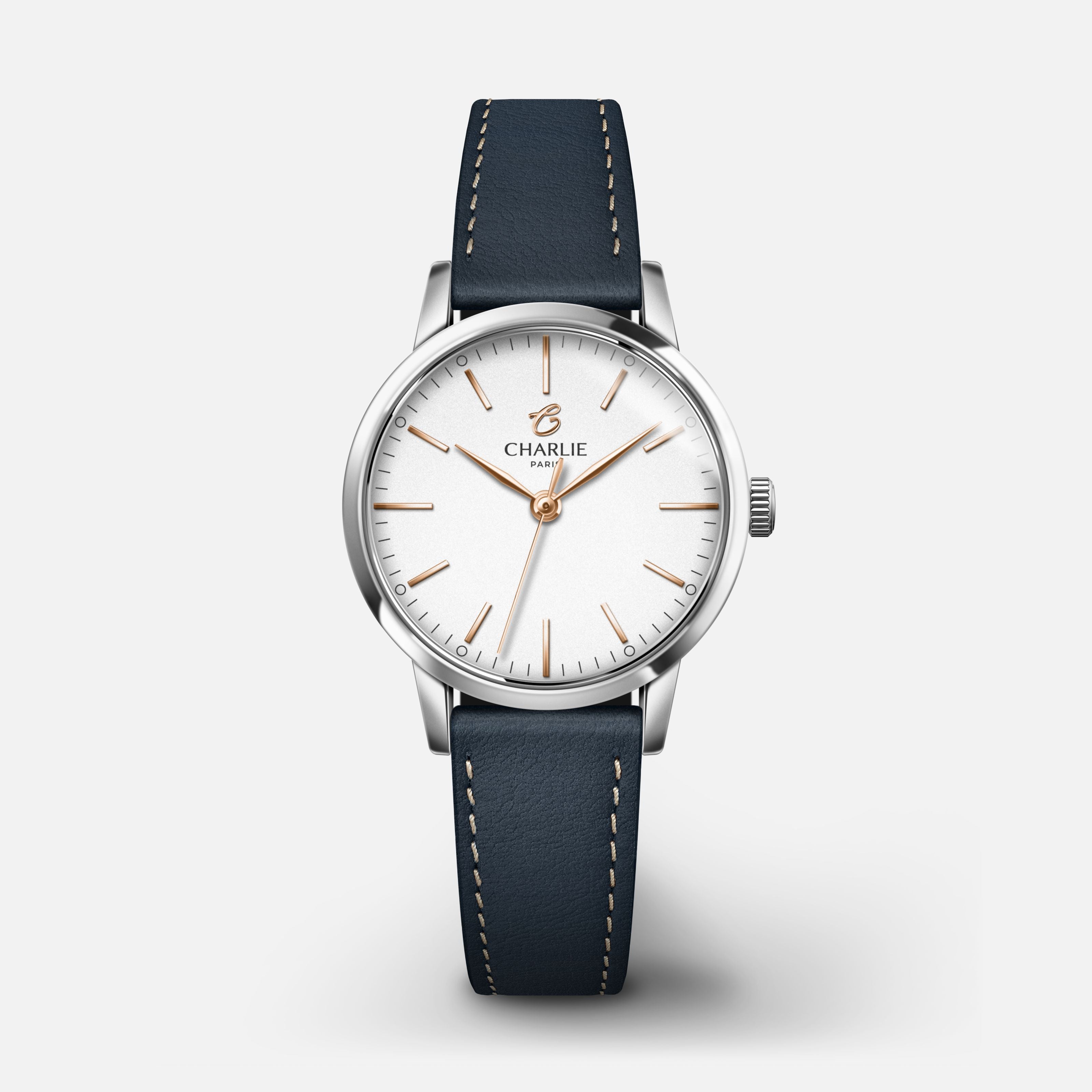 SULLY - Quartz - Acier Montres CHARLIE Cuir bleu