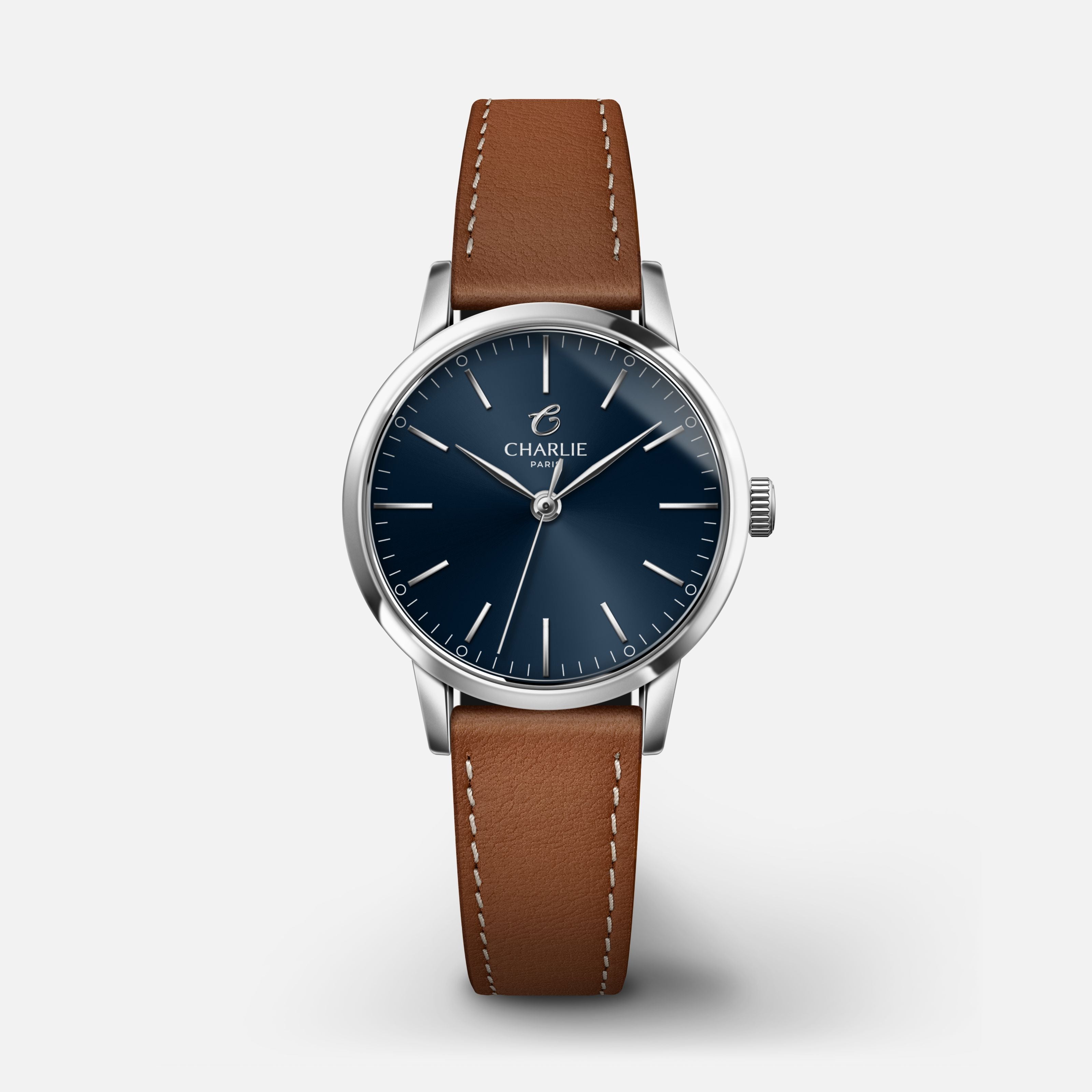 SULLY - Quartz - Acier & bleu Montres CHARLIE Cuir marron