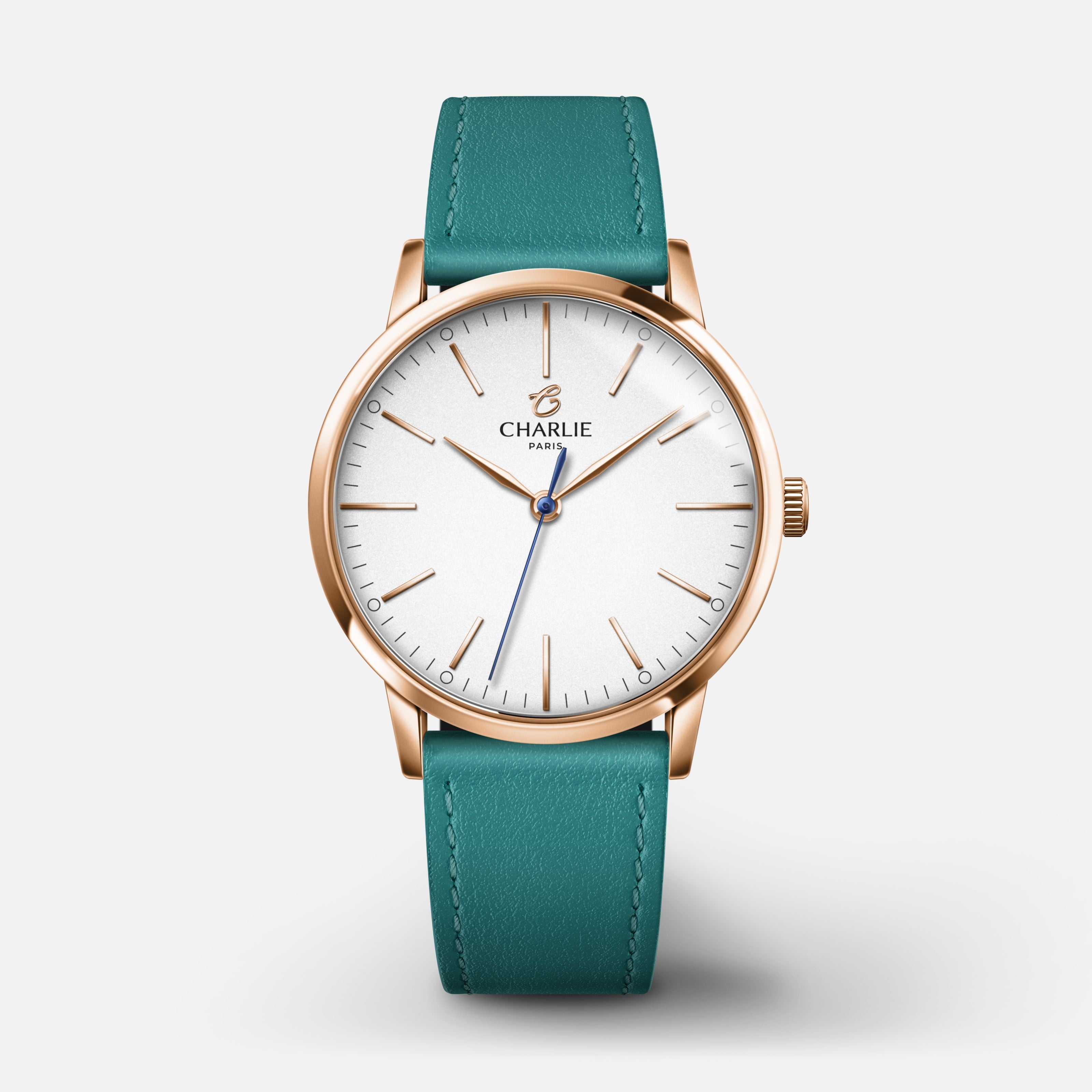 SULLY 35 - Quartz - Doré rose Montres CHARLIE Cuir paon