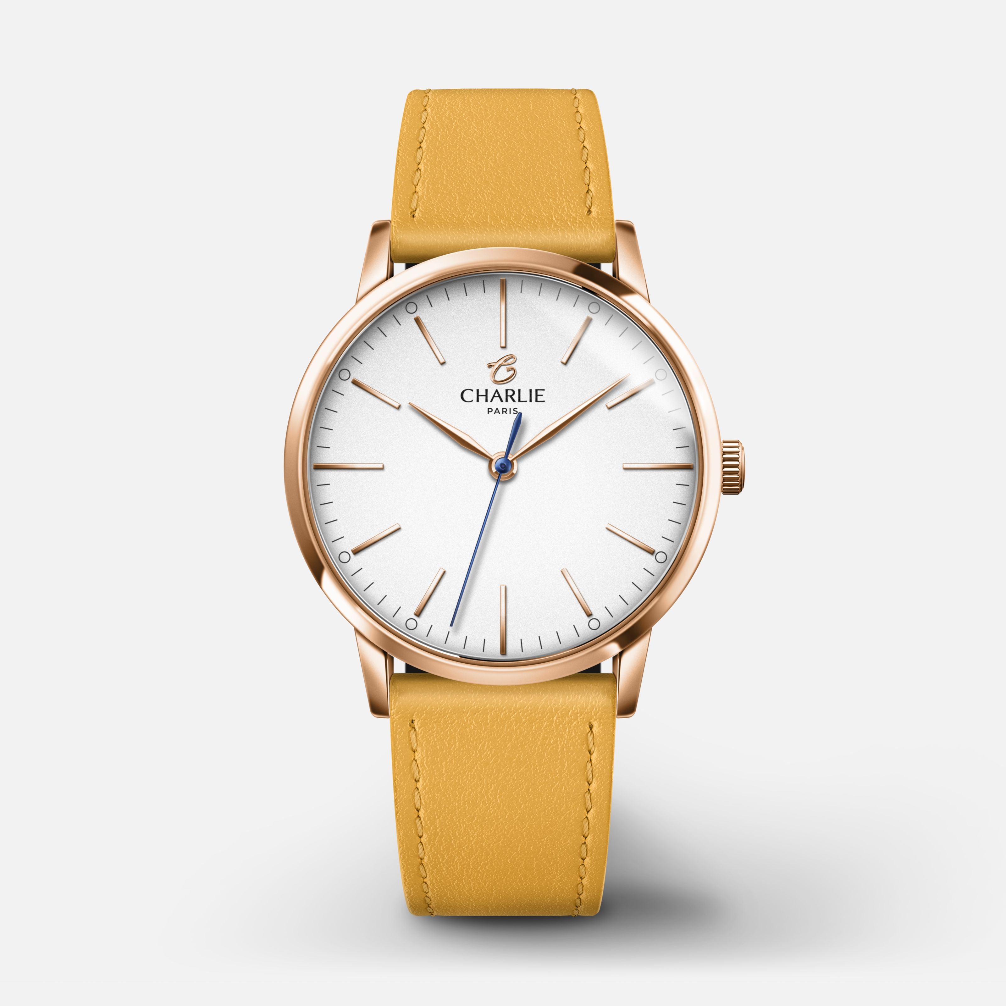 SULLY 35 - Quartz - Doré rose Montres CHARLIE Cuir jaune toscan