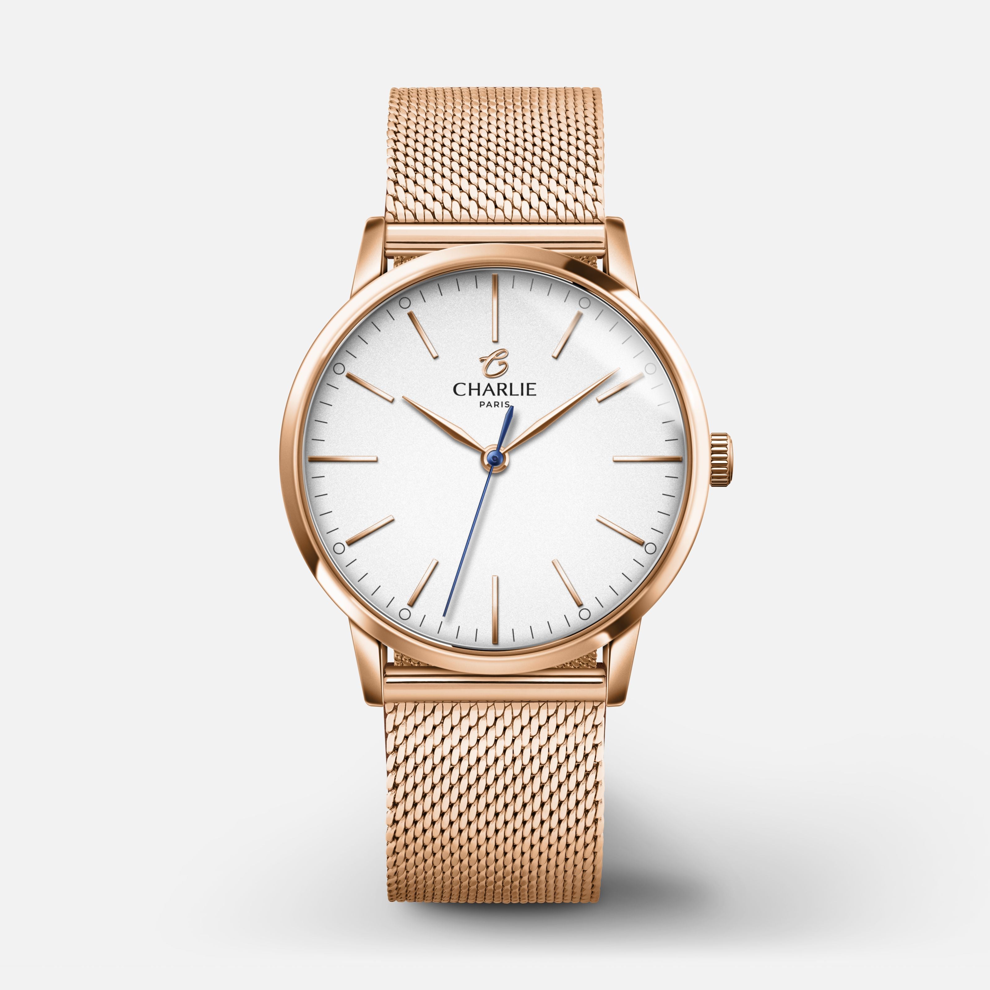 SULLY 35 - Quartz - Doré rose Montres CHARLIE Maille milanaise doré rose
