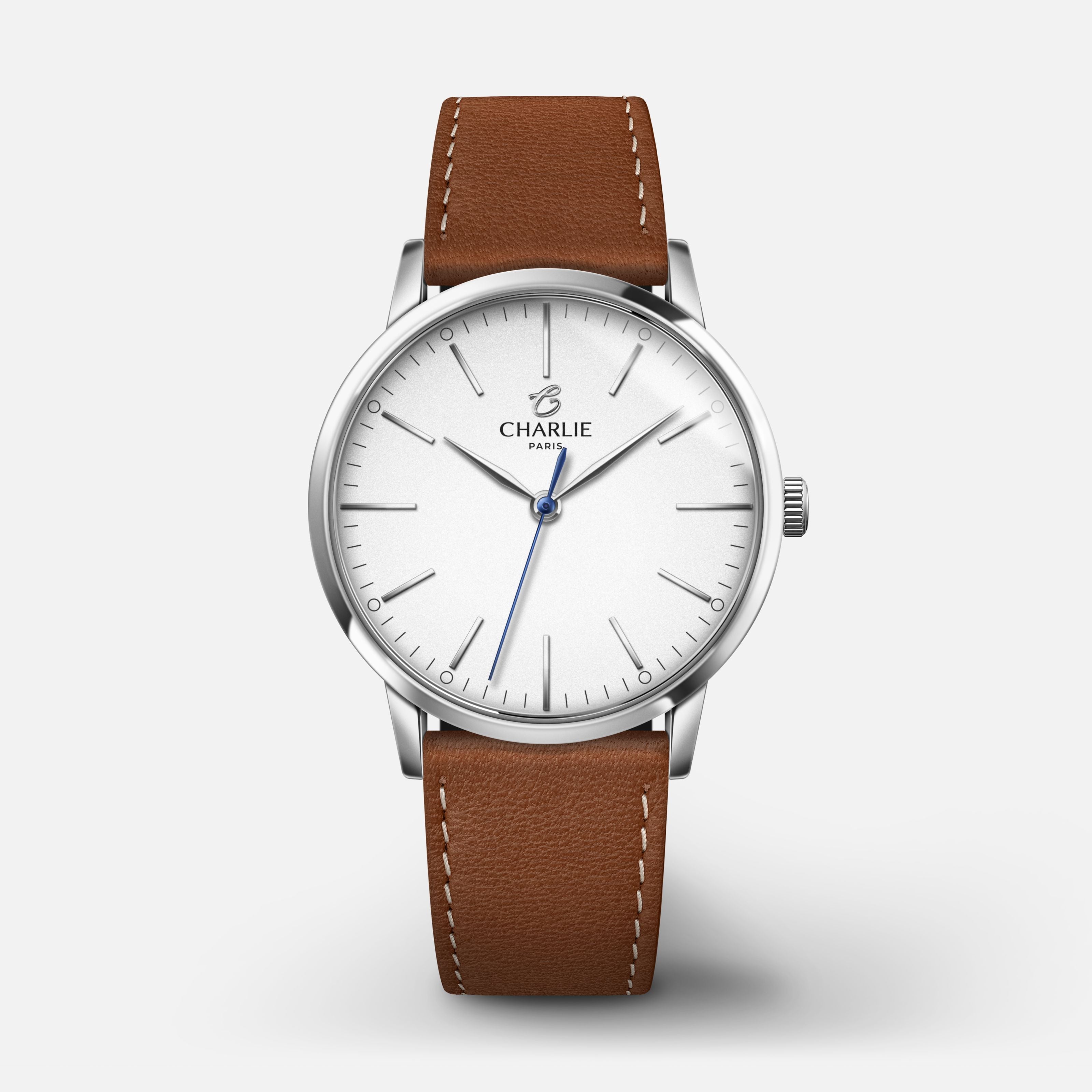 SULLY 35 - Quartz - Acier Montres CHARLIE Cuir marron
