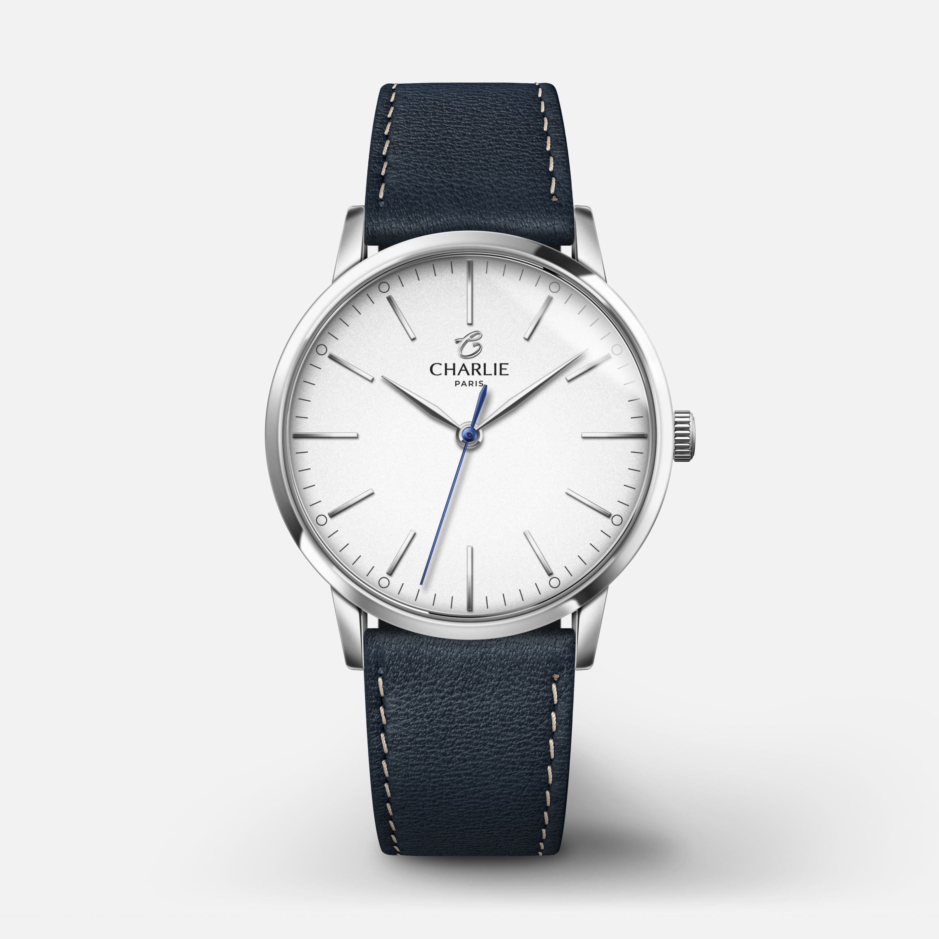 SULLY 35 - Quartz - Acier Montres CHARLIE Cuir bleu