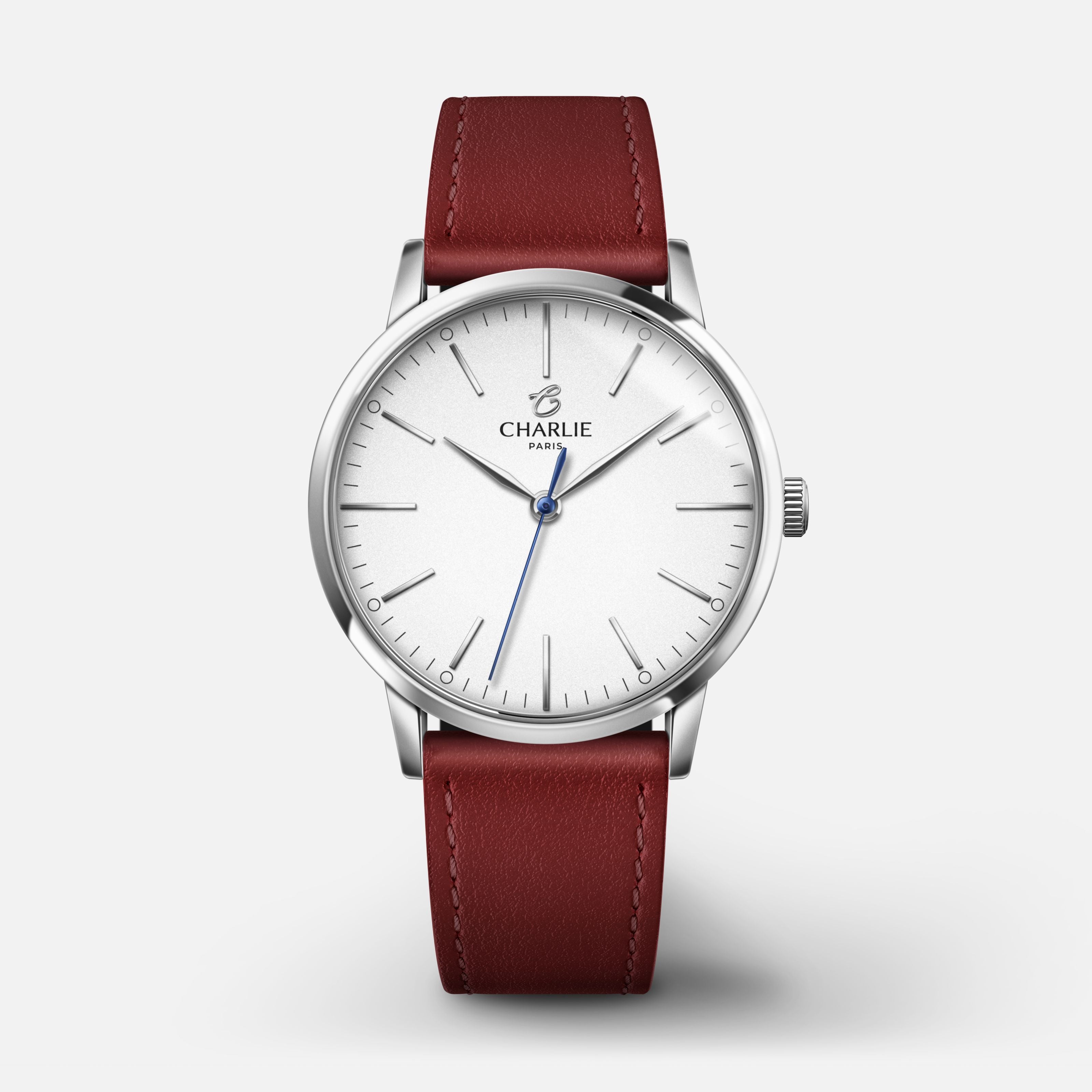 SULLY 35 - Quartz - Acier Montres CHARLIE Cuir bordeaux