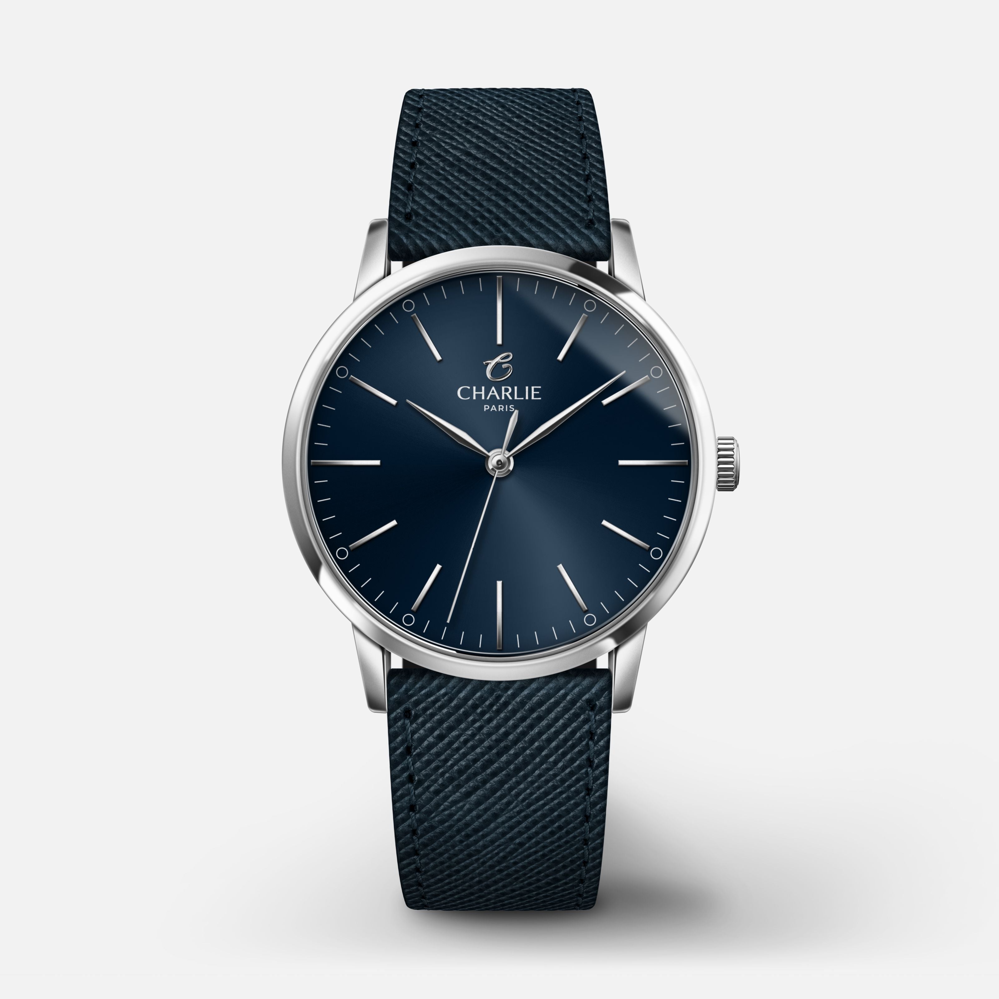 SULLY 35 - Quartz - Acier & bleu Montres CHARLIE Cuir saffiano bleu