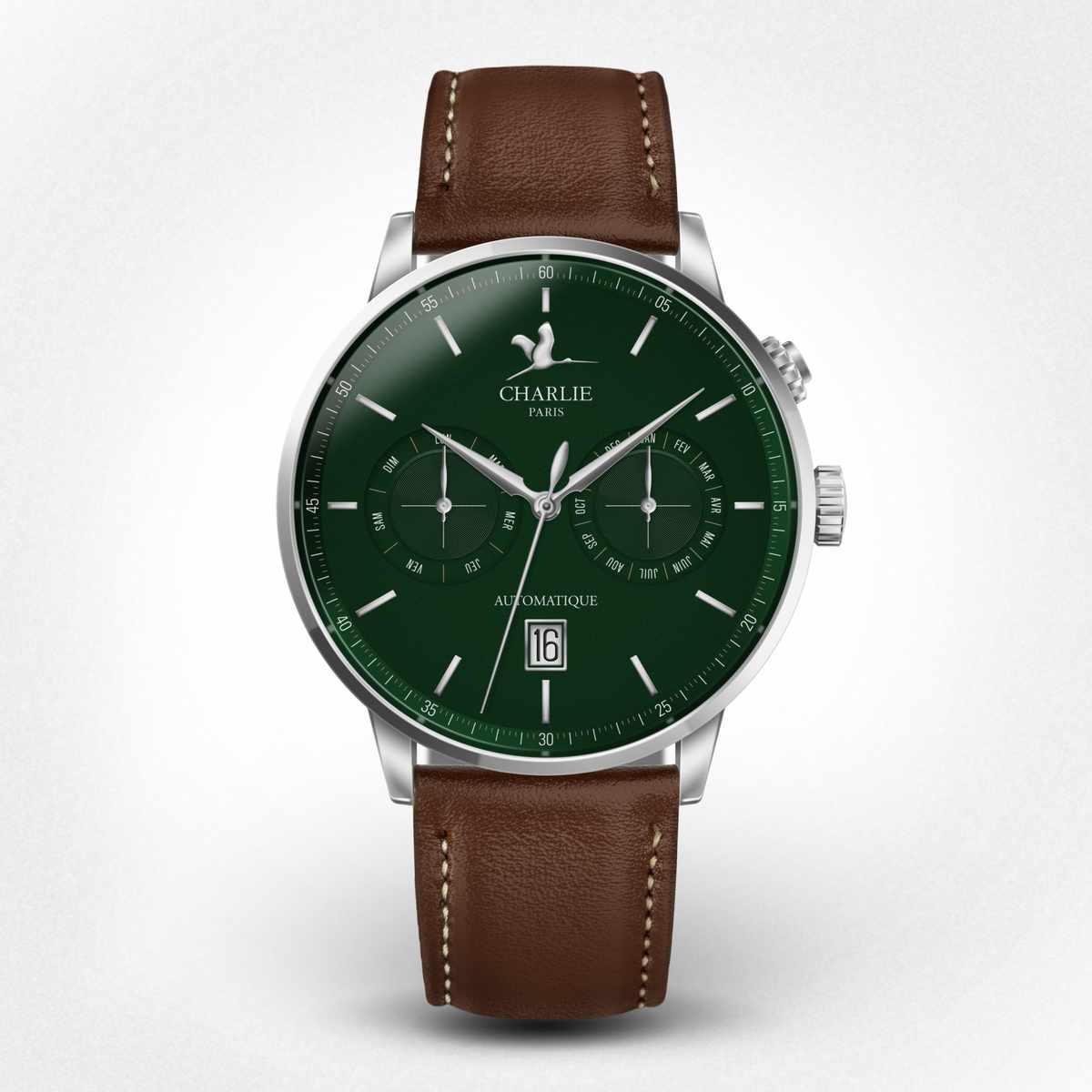 Montre homme calendrier Made in France Initial Calendrier vert