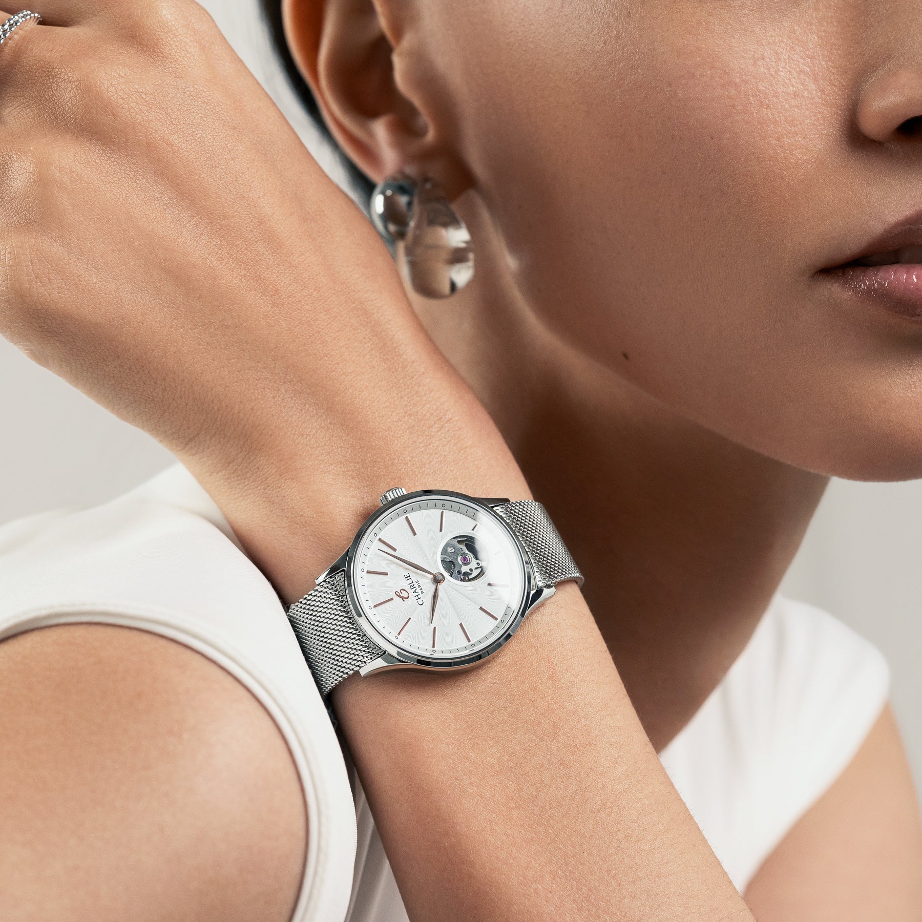 INITIAL 35 - Automatique Cœur Ouvert - Acier Montres CHARLIE