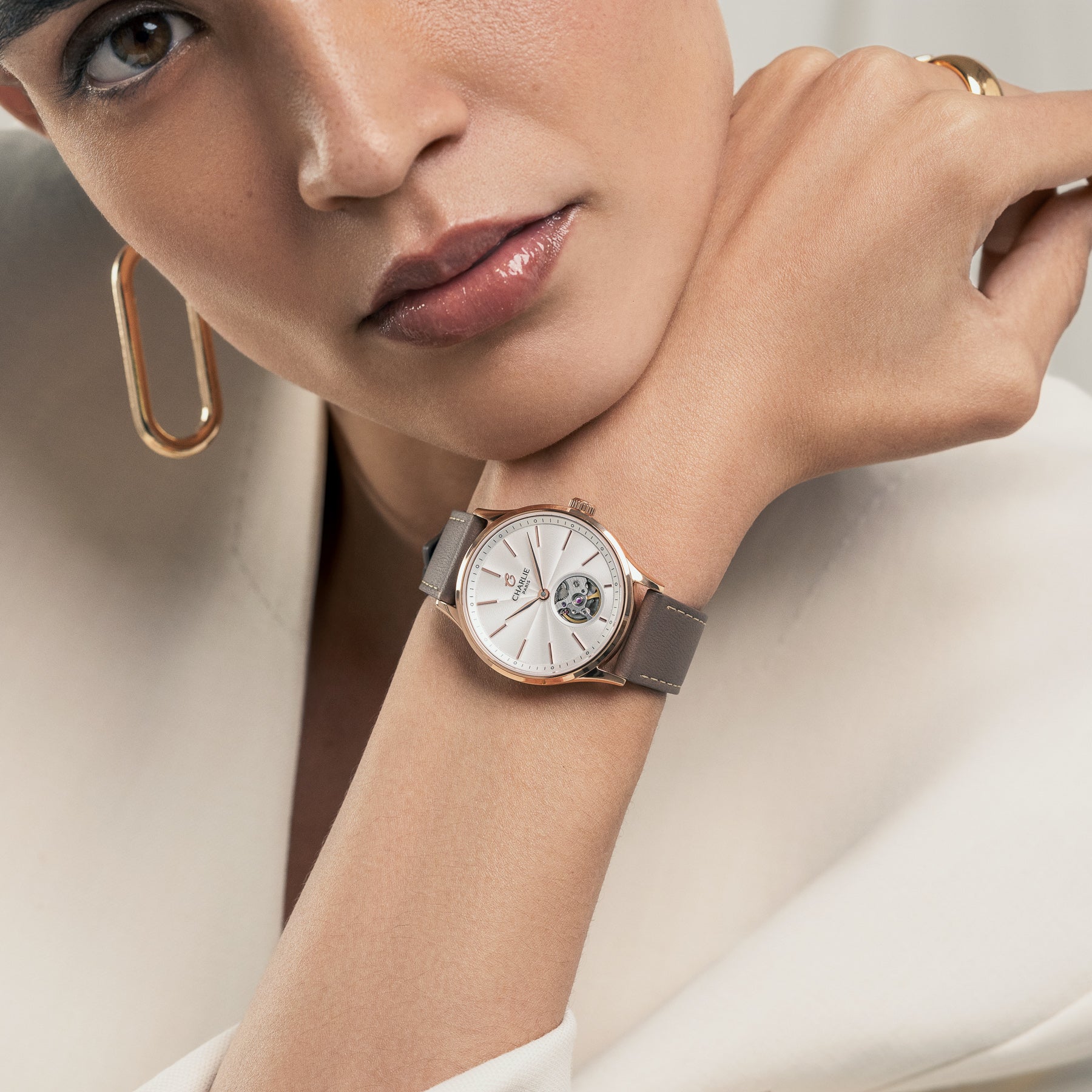 INITIAL 35 - Automatique Cœur Ouvert - Doré rose Montres CHARLIE