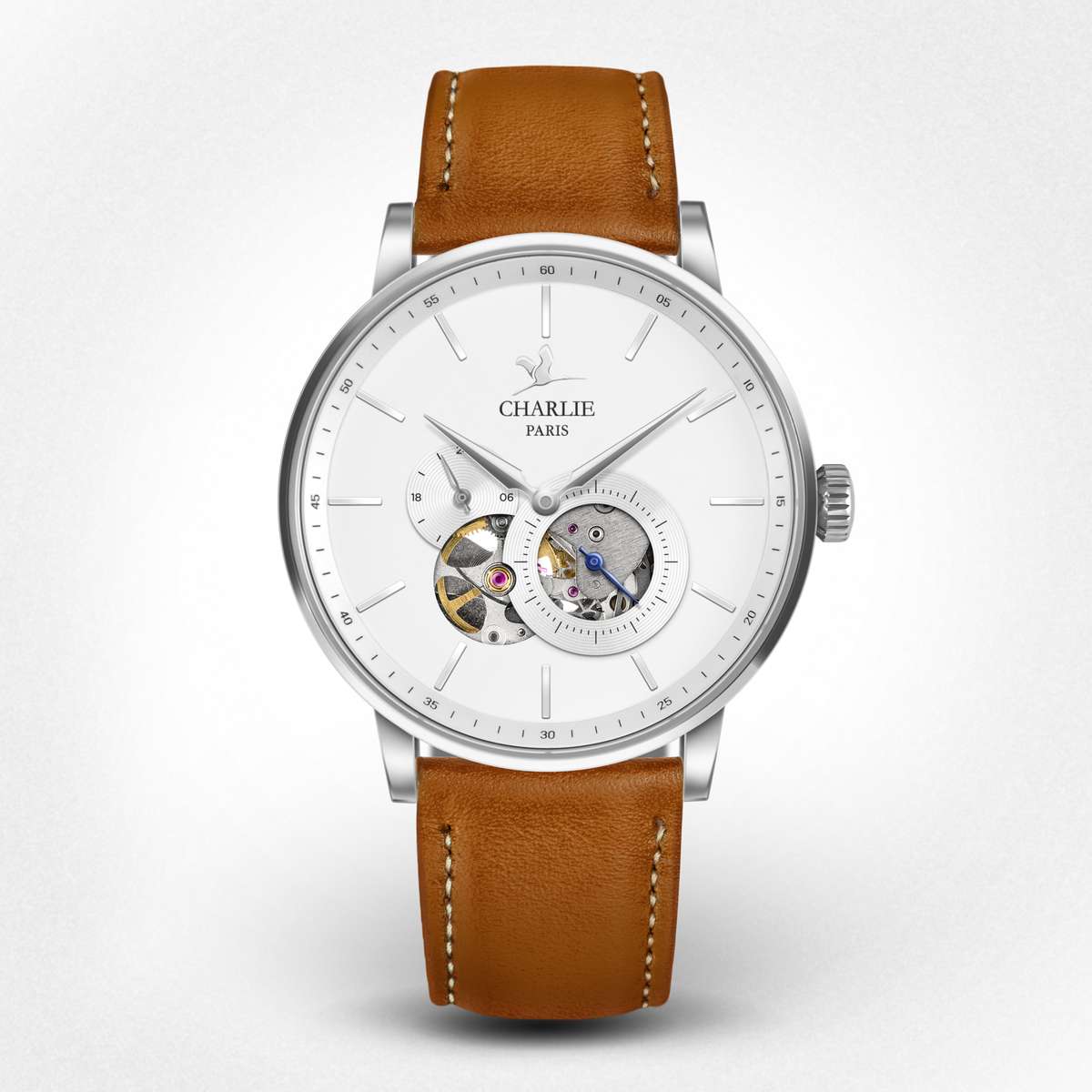 Open Heart men s automatic watch Initial Open Heart White