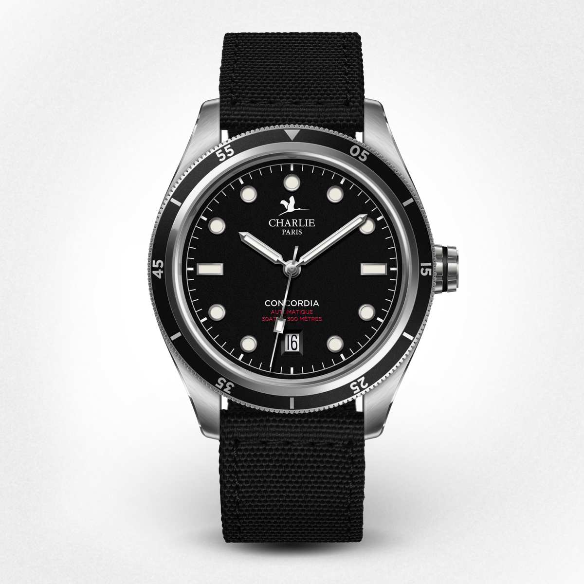 30ATM waterproof diving watch Concordia Automatic Black