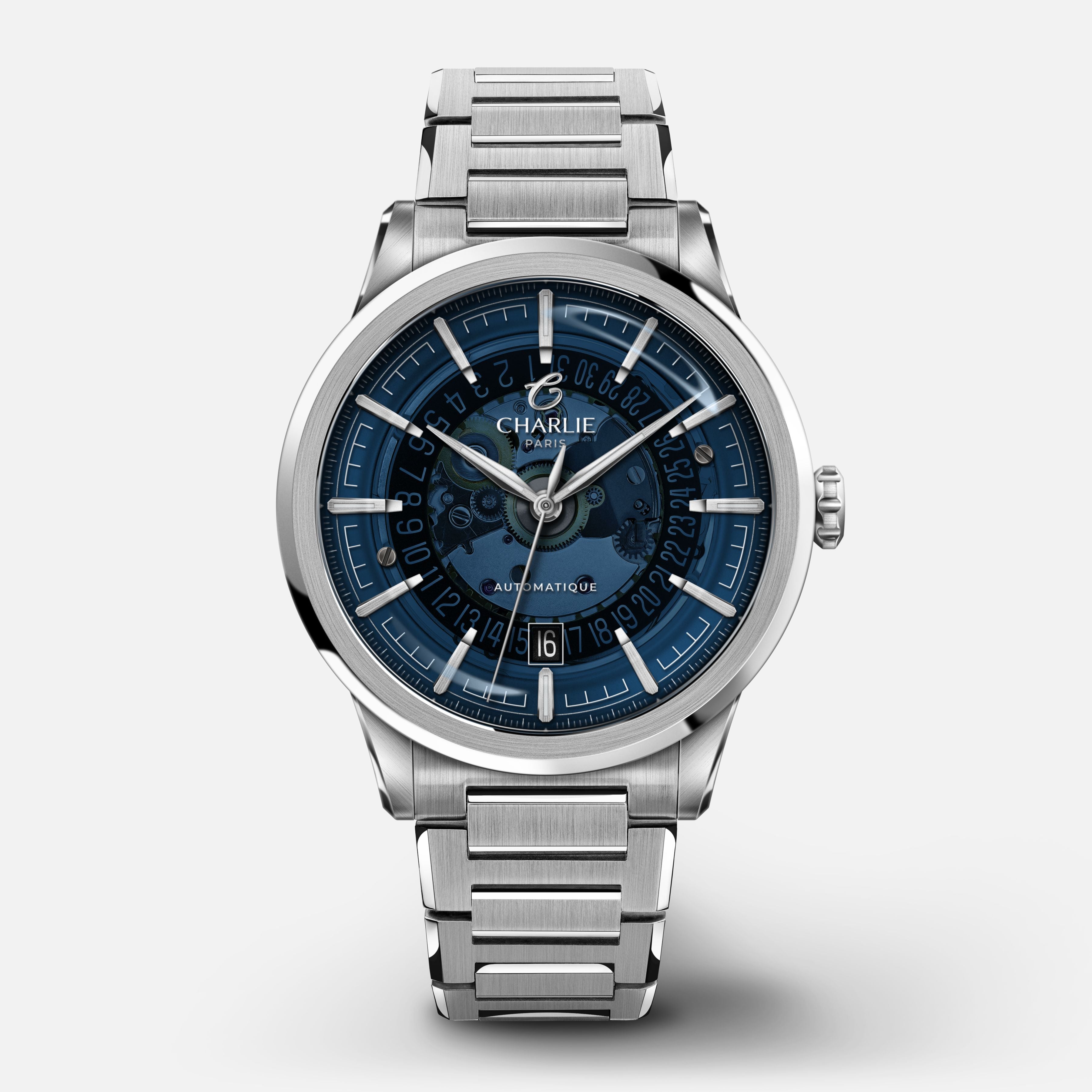ChaRlie-b☆ ALLIANCE - Men's Swiss automatic blue watch - Charlie Paris