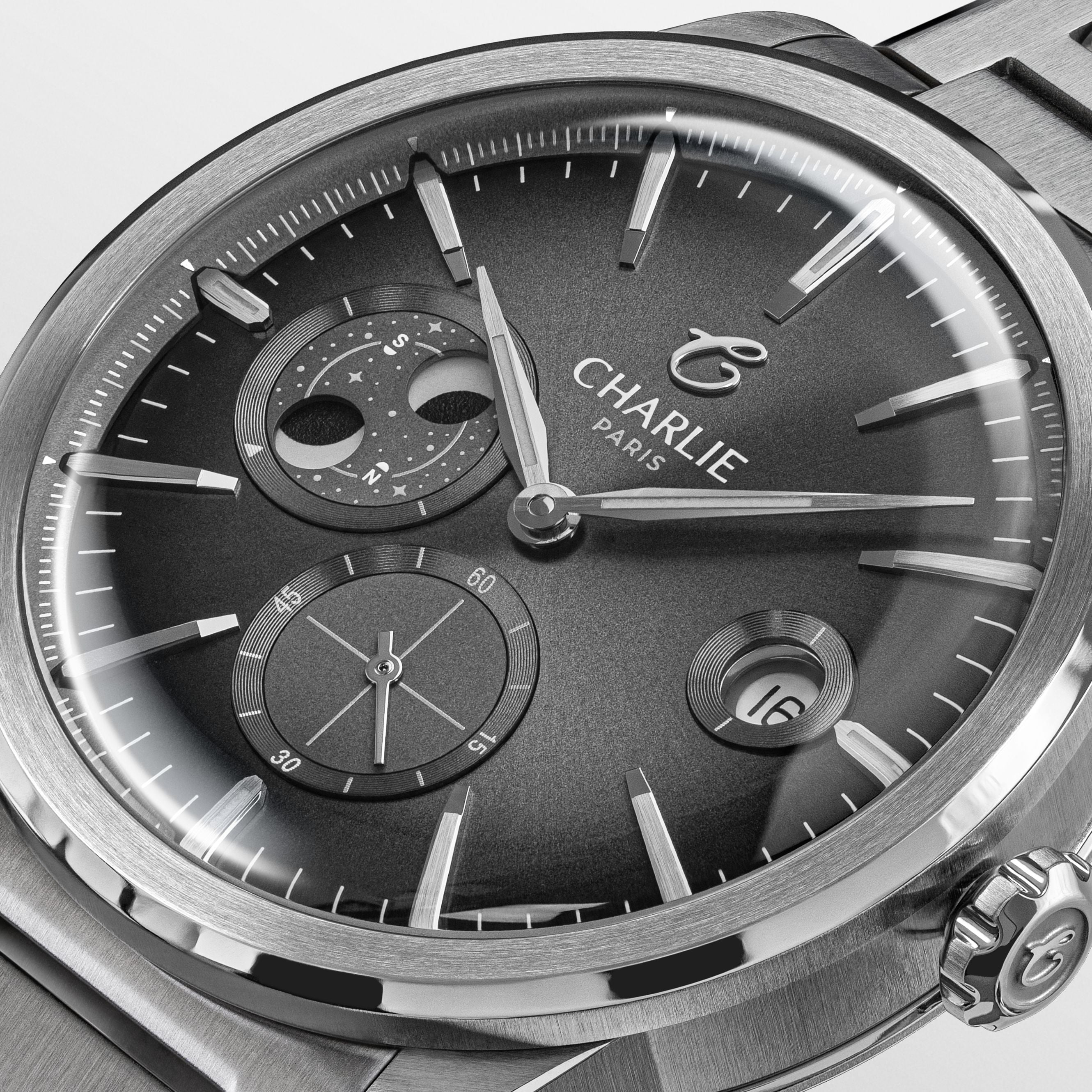 ALLIANCE - Automatique phase de lune - Gris Montres CHARLIE