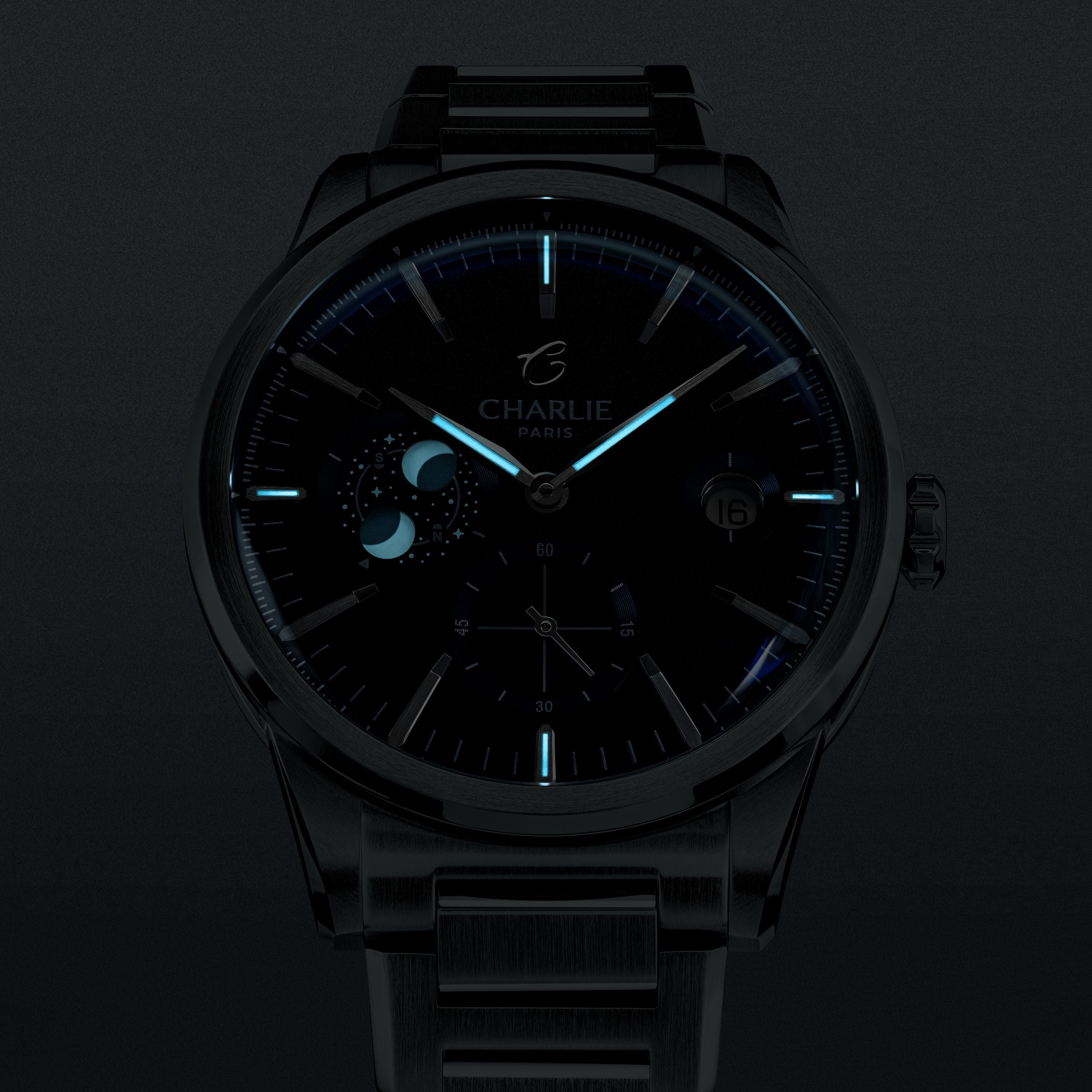 ALLIANCE - Automatique phase de lune - Gris Montres CHARLIE