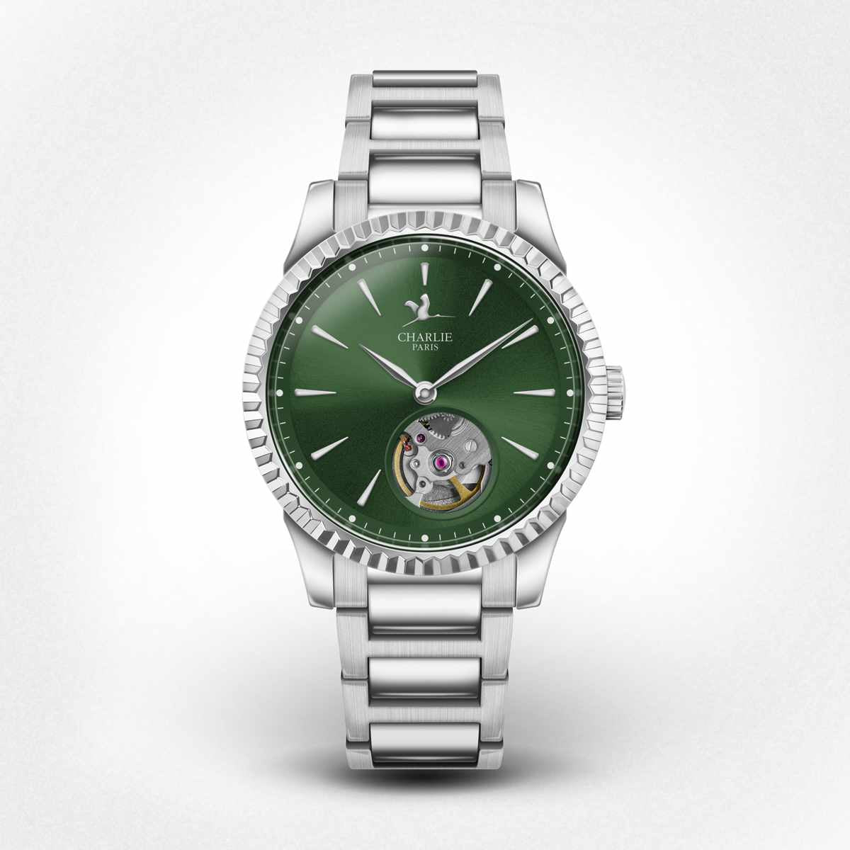 Open heart women's automatic watch - Aurore Automatic Green Tourmaline