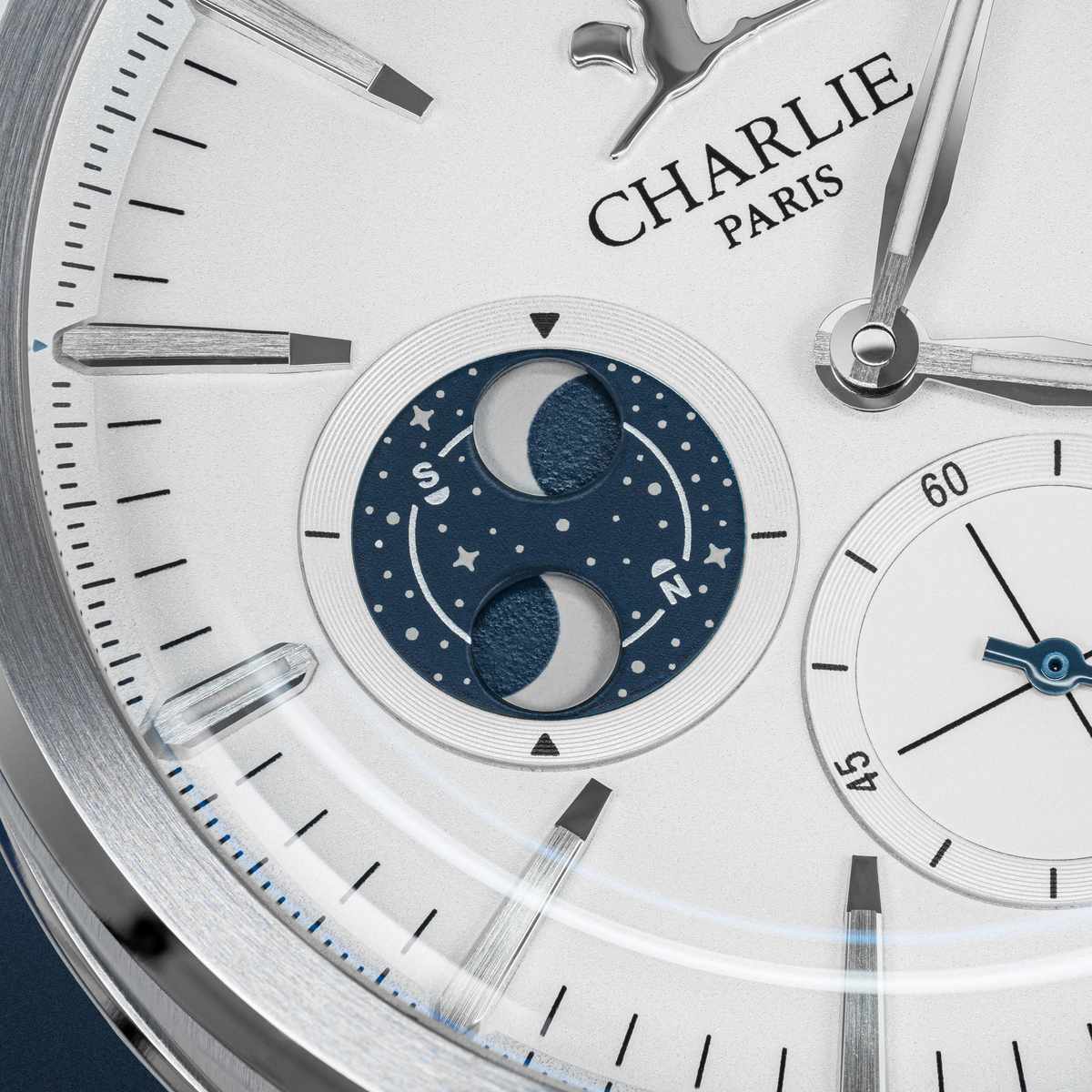 Montre homme phase de lune cadran blanc Alliance Phase de