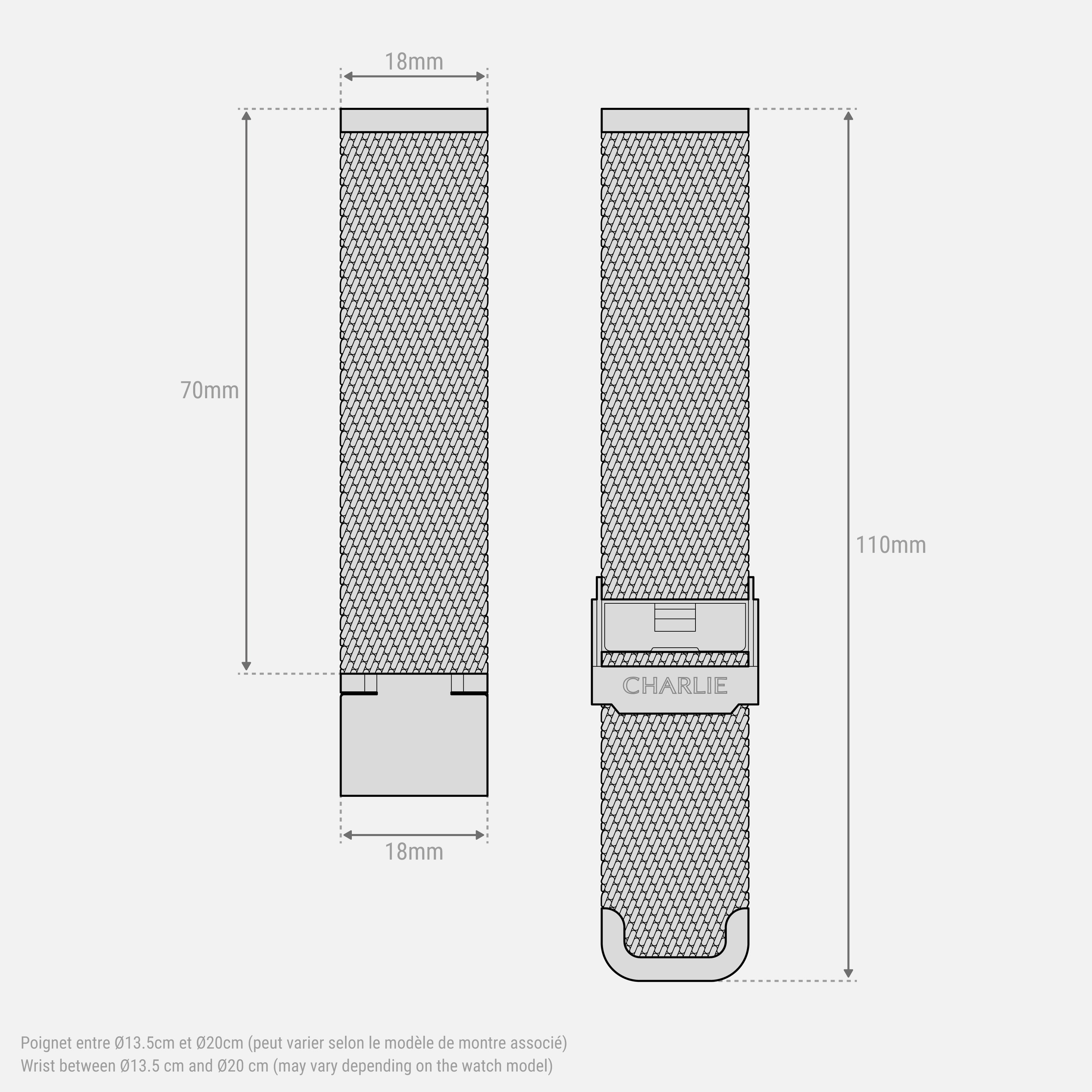 Rose gold Milanese mesh strap 18mm